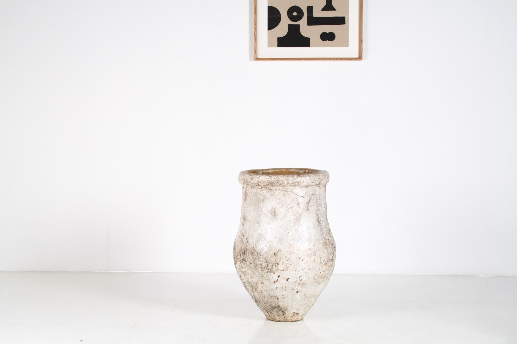 20th Century Large Floor Standing Amphora Olive Pot Garden Planter with Weathered Aged Patina