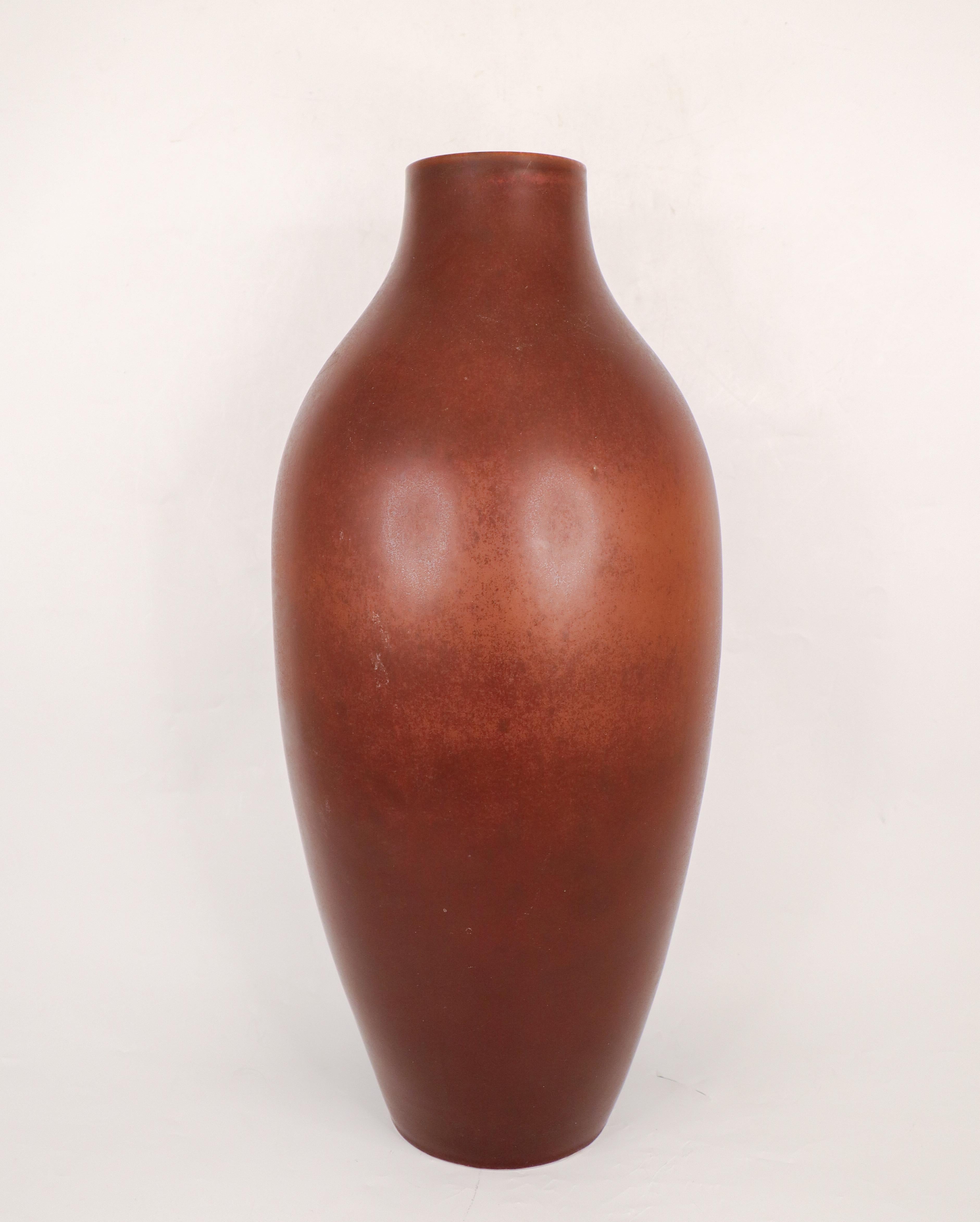 Scandinavian Modern Large Floor Vase, Carl-Harry Stålhane, Rörstrand 1950s, Brown Stoneware For Sale
