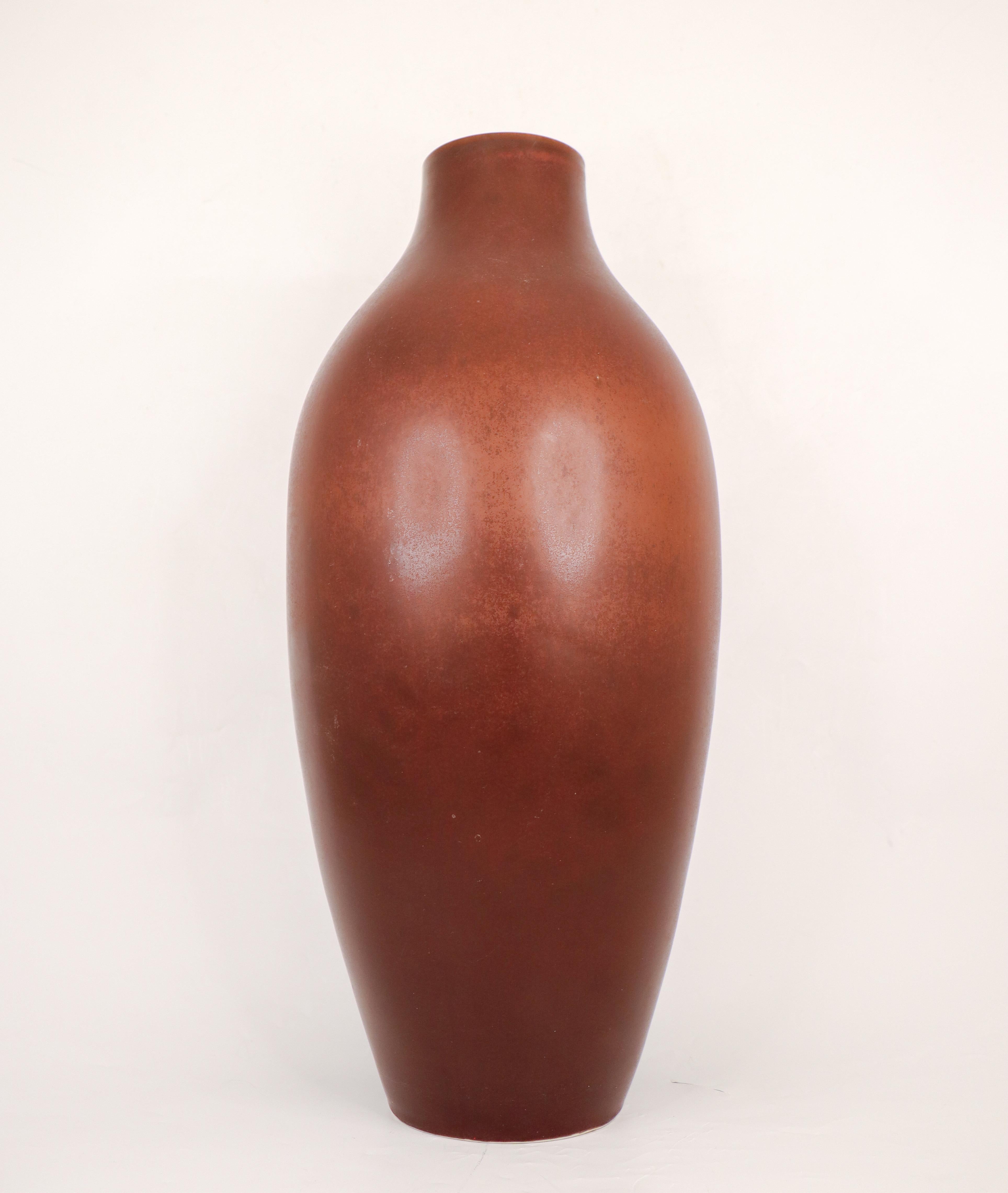 Swedish Large Floor Vase, Carl-Harry Stålhane, Rörstrand 1950s, Brown Stoneware For Sale