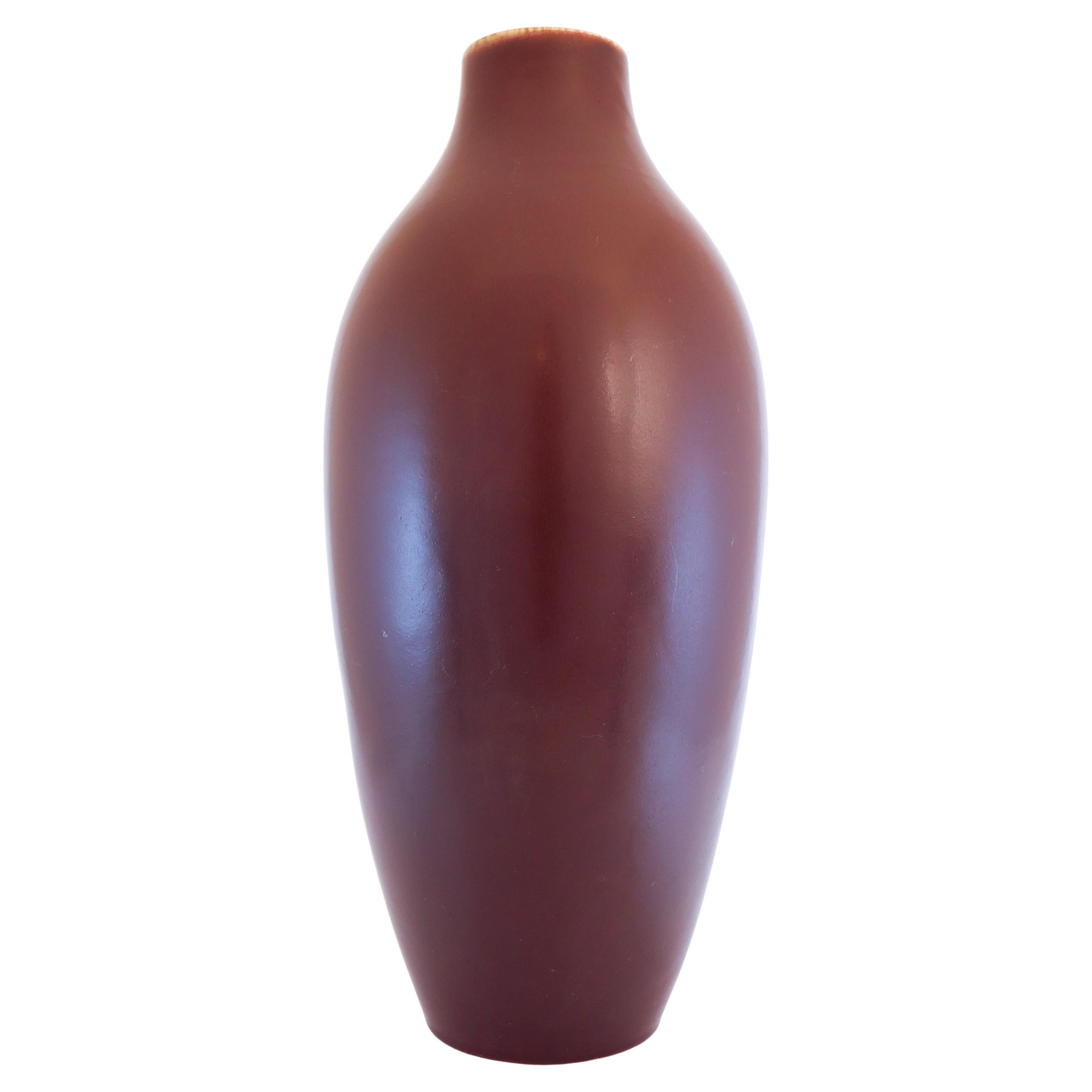 Large Floor Vase, Carl-Harry Stålhane, Rörstrand 1950s, Brown Stoneware