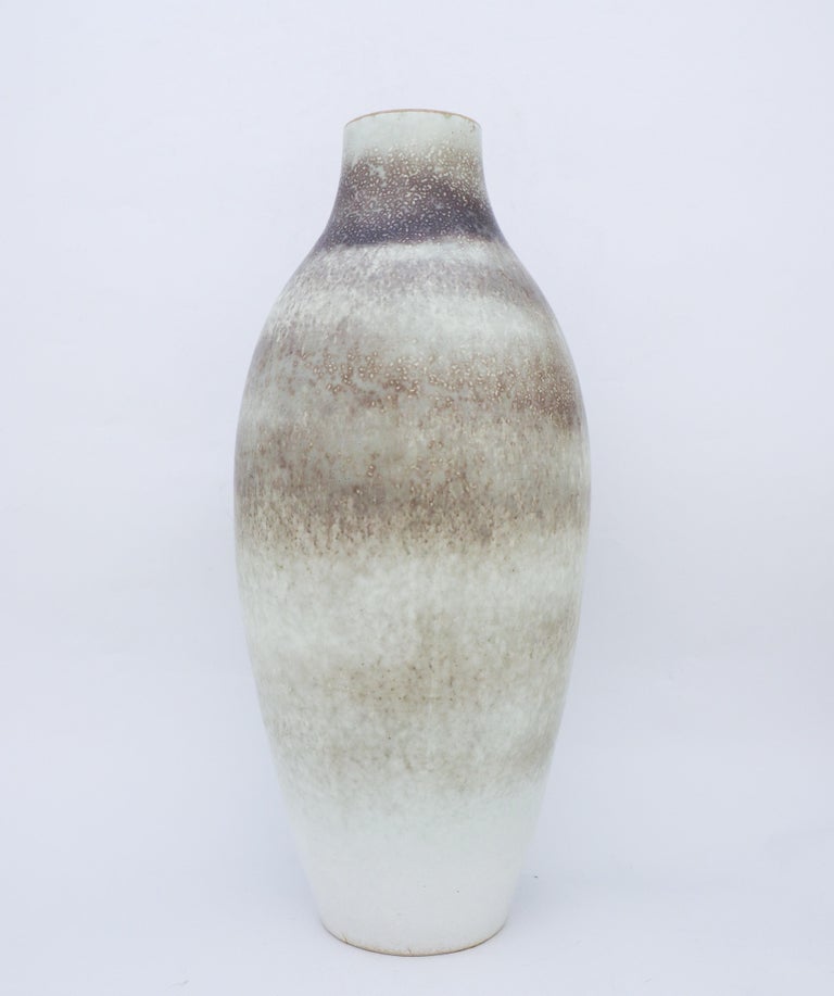 Swedish Large Floor Vase, Carl-Harry Stålhane, Rörstrand 1950s, Grey Speckled Stoneware For Sale