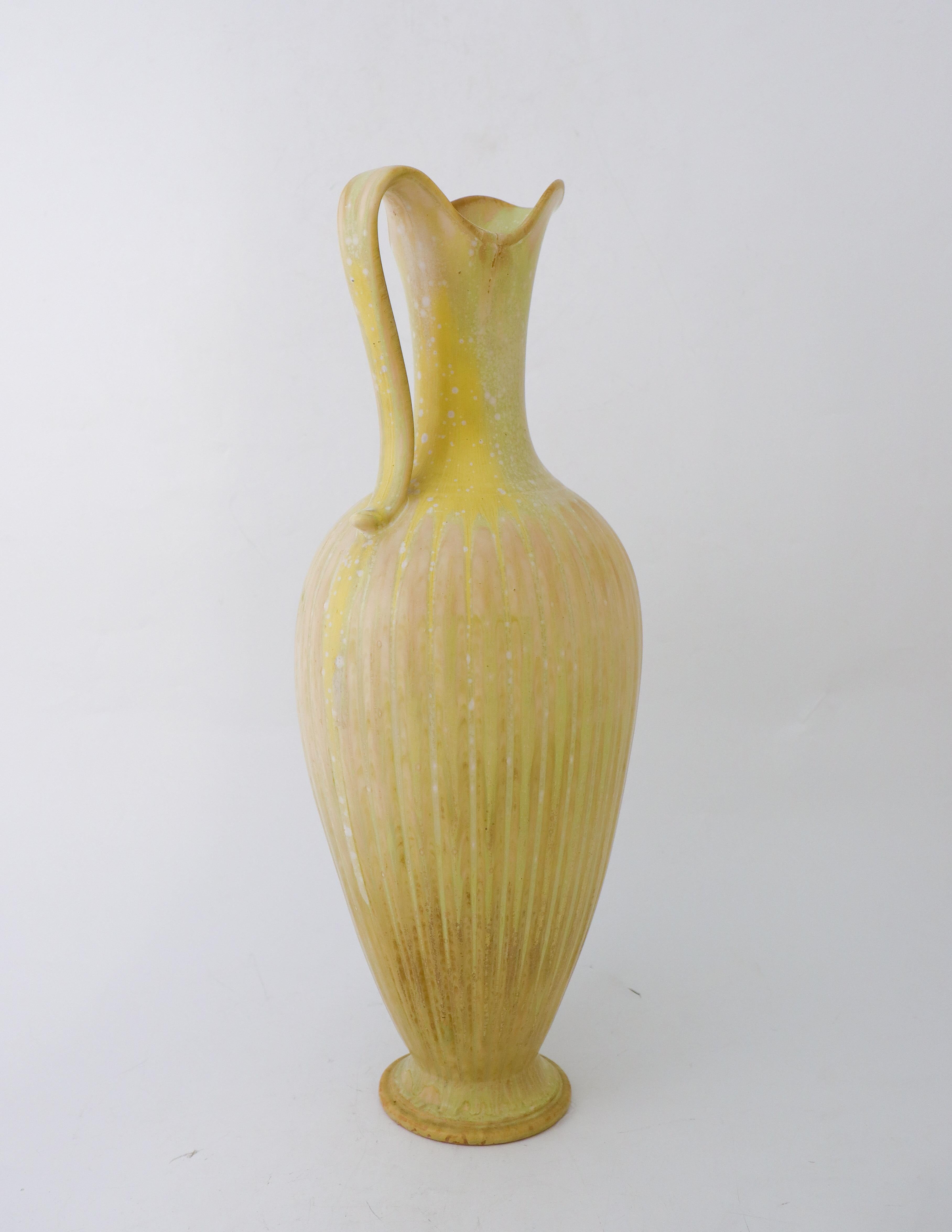 Glazed Large Floor Vase - Green Speckled Glaze - Gunnar Nylund Rörstrand  For Sale