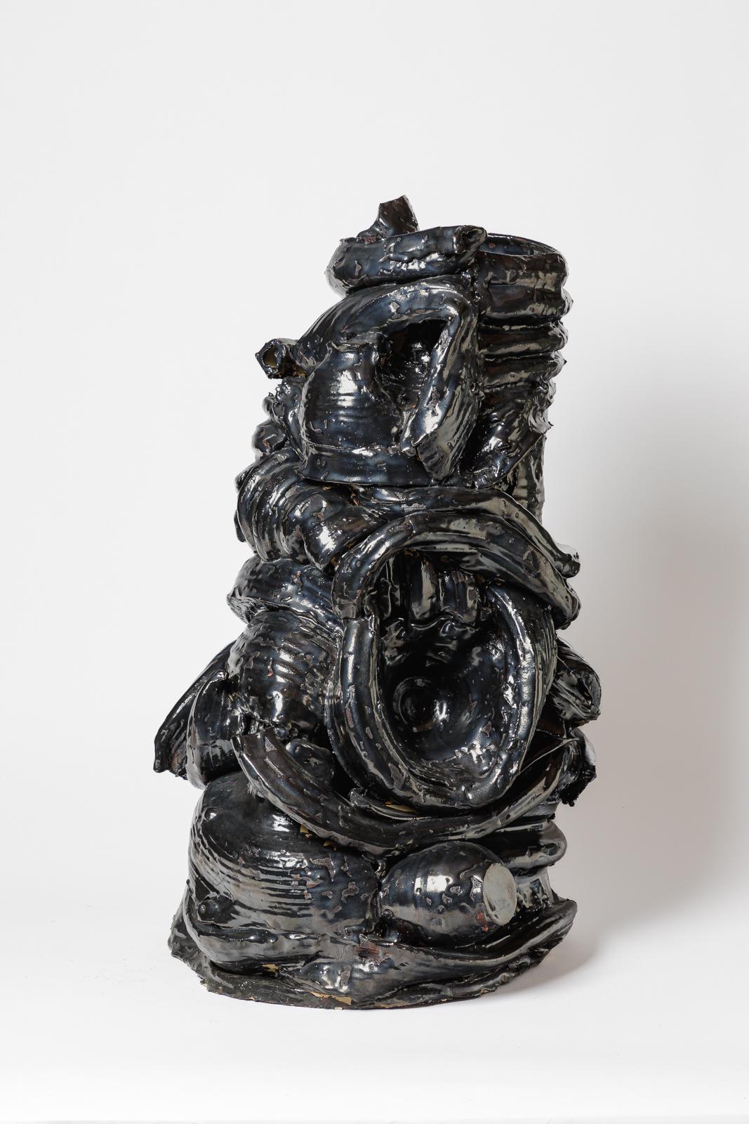Grand vase de sol en céramique émaillée noire de Patrick Crulis, 2024 Neuf - En vente à Saint-Ouen, FR