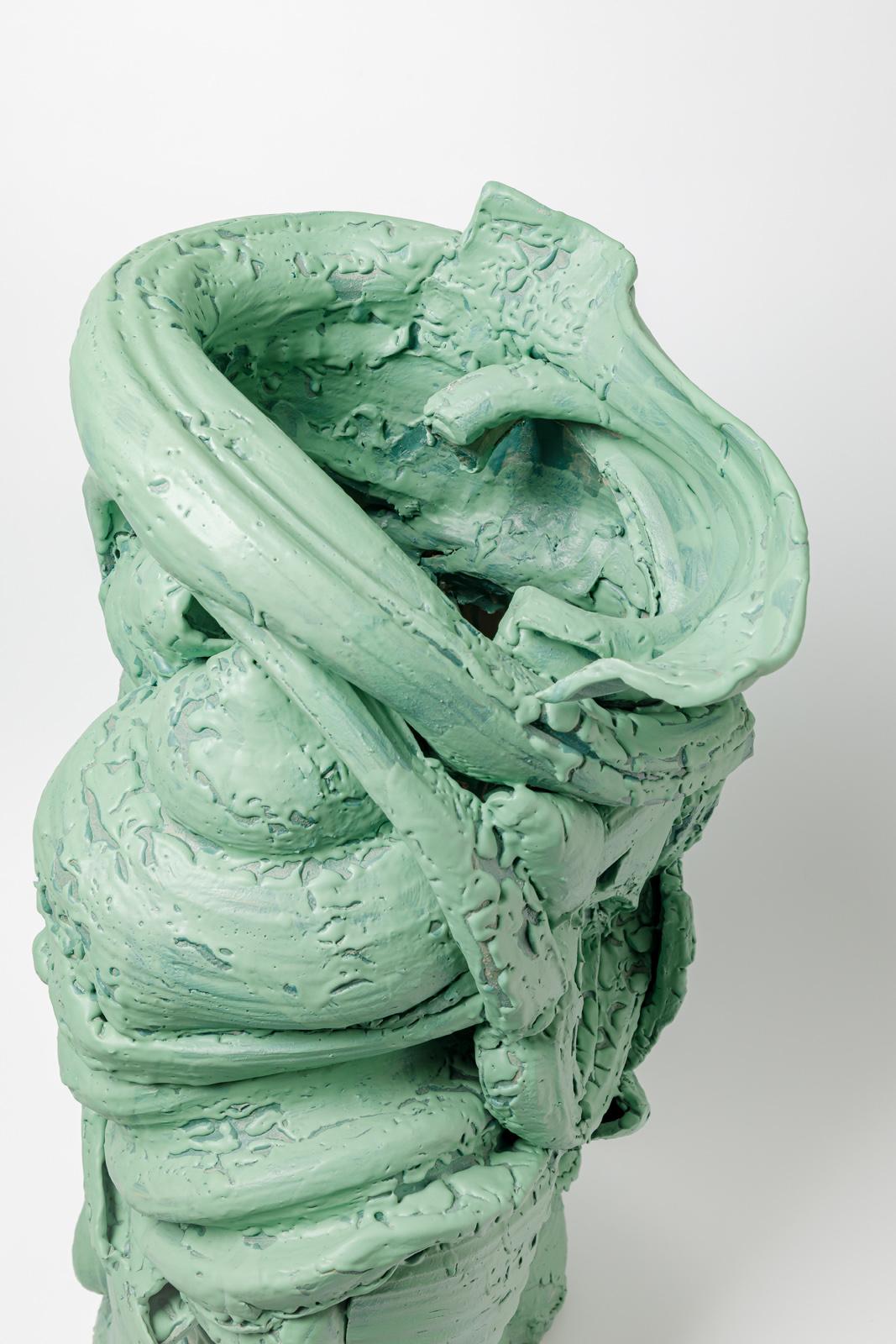 Große Bodenvase aus grün glasierter Keramik von Patrick Crulis, 2022 (21. Jahrhundert und zeitgenössisch) im Angebot