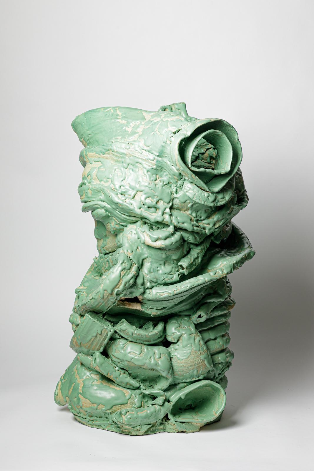 Grand vase de sol en céramique émaillée verte de Patrick Crulis, 2024 Neuf - En vente à Saint-Ouen, FR