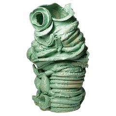 Grande vaso da terra in ceramica smaltata verde di Patrick Crulis, 2024