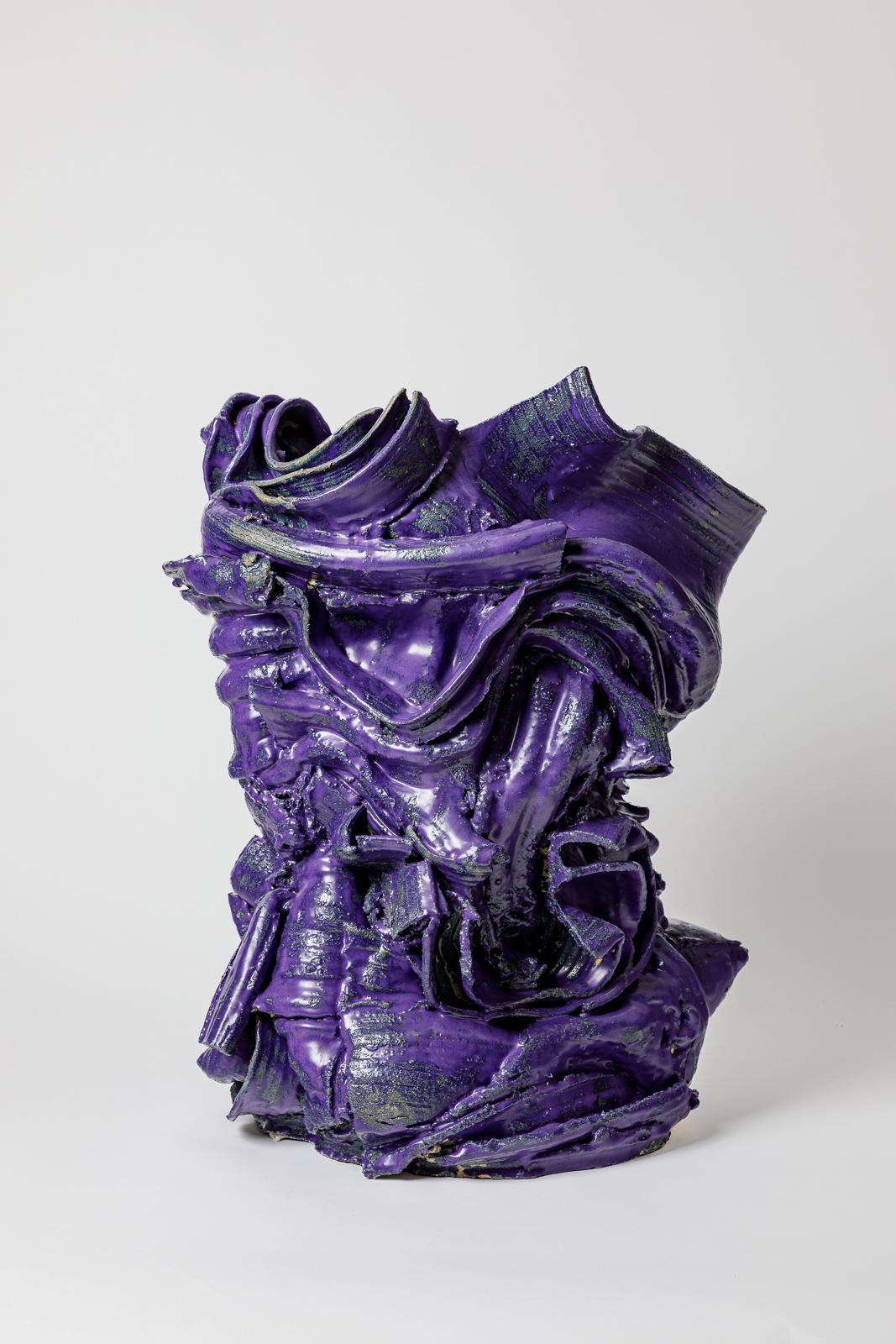 Grand vase de sol en céramique émaillée violette de Patrick Crulis, 2025 Neuf - En vente à Saint-Ouen, FR