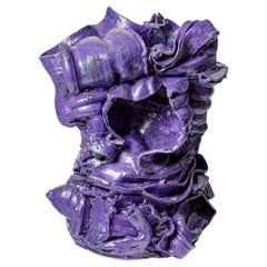 Grande vaso da terra in ceramica smaltata viola di Patrick Crulis, 2025