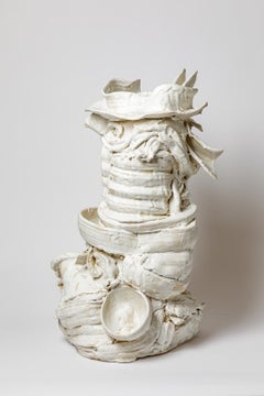 Large floor vase in white glazed ceramic by Patrick Crulis, 2024