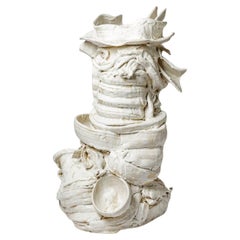 Large floor vase in white glazed ceramic by Patrick Crulis, 2024