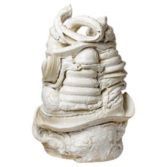 Large floor vase in white glazed ceramic by Patrick Crulis, 2024