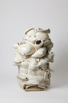 Large floor vase in white glazed ceramic by Patrick Crulis, 2025