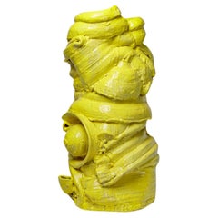 Large floor vase in yellow glazed ceramic by Patrick Crulis, 2023.