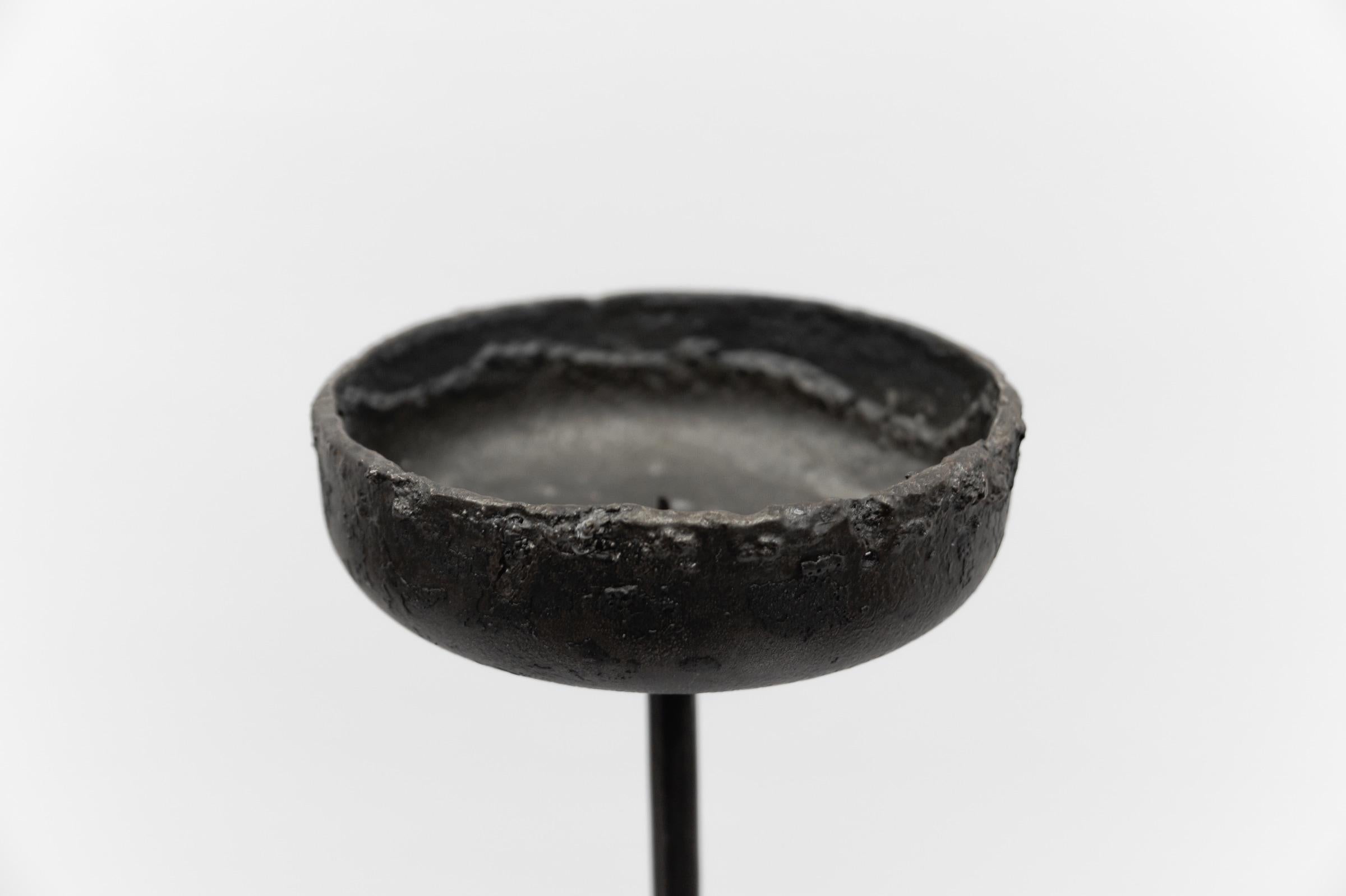 Hand-Crafted Large Floor Wrought Candle Holder by Manfred Bredohl Vulkanschmiede, 1970s For Sale