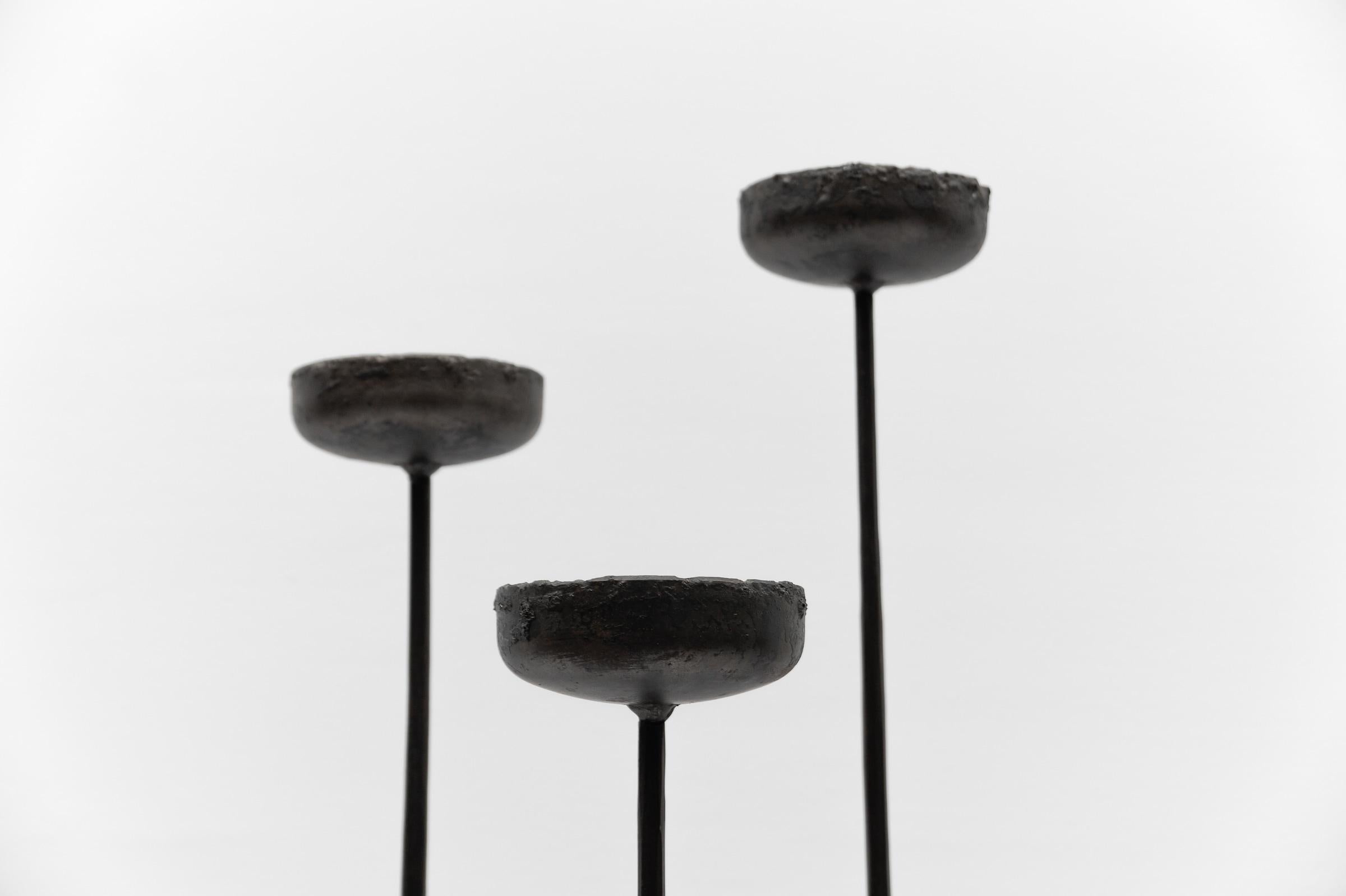 Late 20th Century Large Floor Wrought Candle Holder by Manfred Bredohl Vulkanschmiede, 1970s For Sale