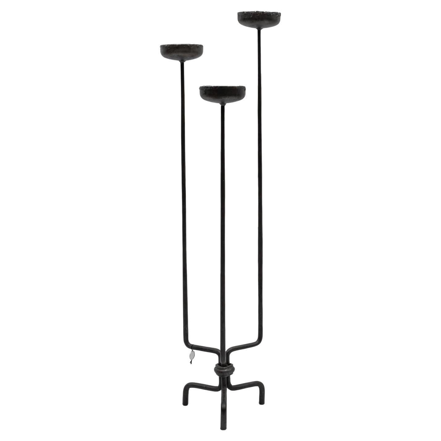 Large Floor Wrought Candle Holder by Manfred Bredohl Vulkanschmiede, 1970s For Sale
