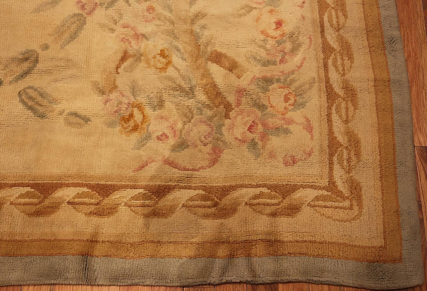 Rococo Large Floral Antique Savonnerie French Rug. Size: 14 ft x 17 ft