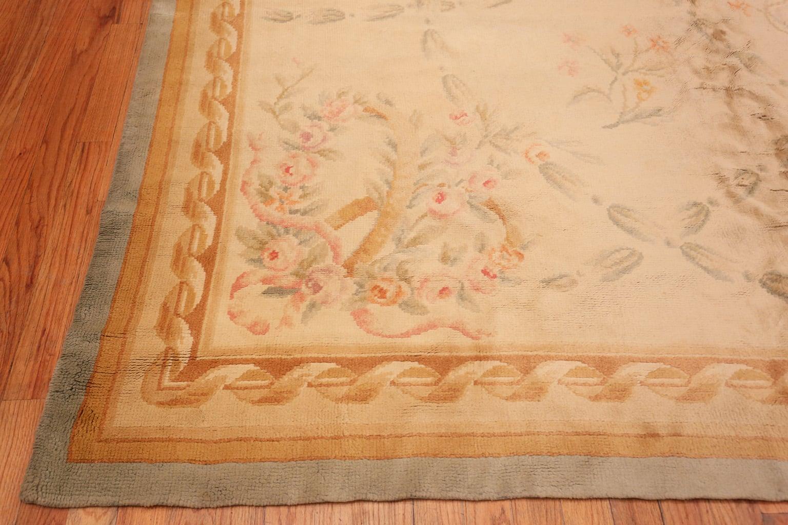 Wool Large Floral Antique Savonnerie French Rug. Size: 14 ft x 17 ft