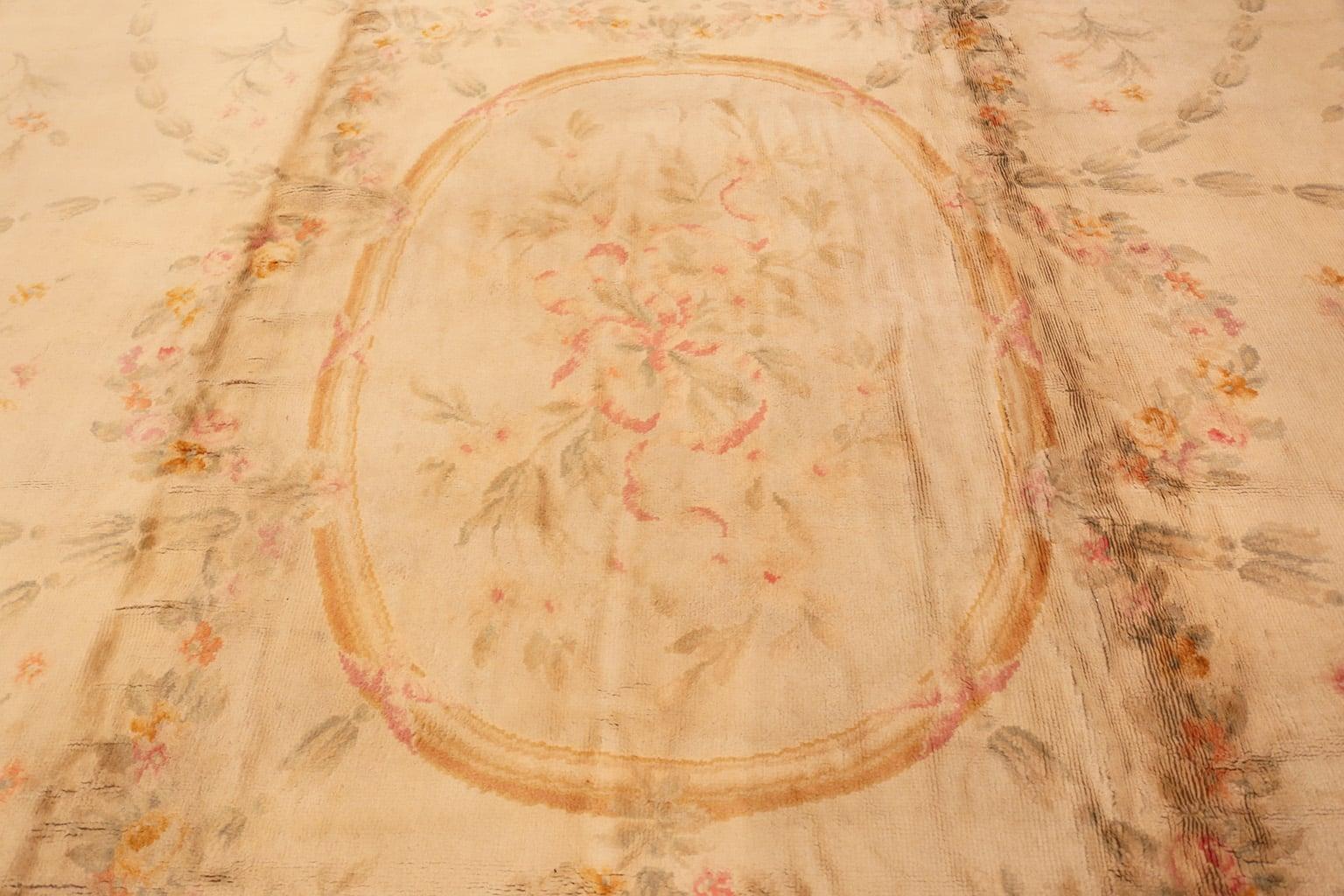 Large Floral Antique Savonnerie French Rug. Size: 14 ft x 17 ft 1