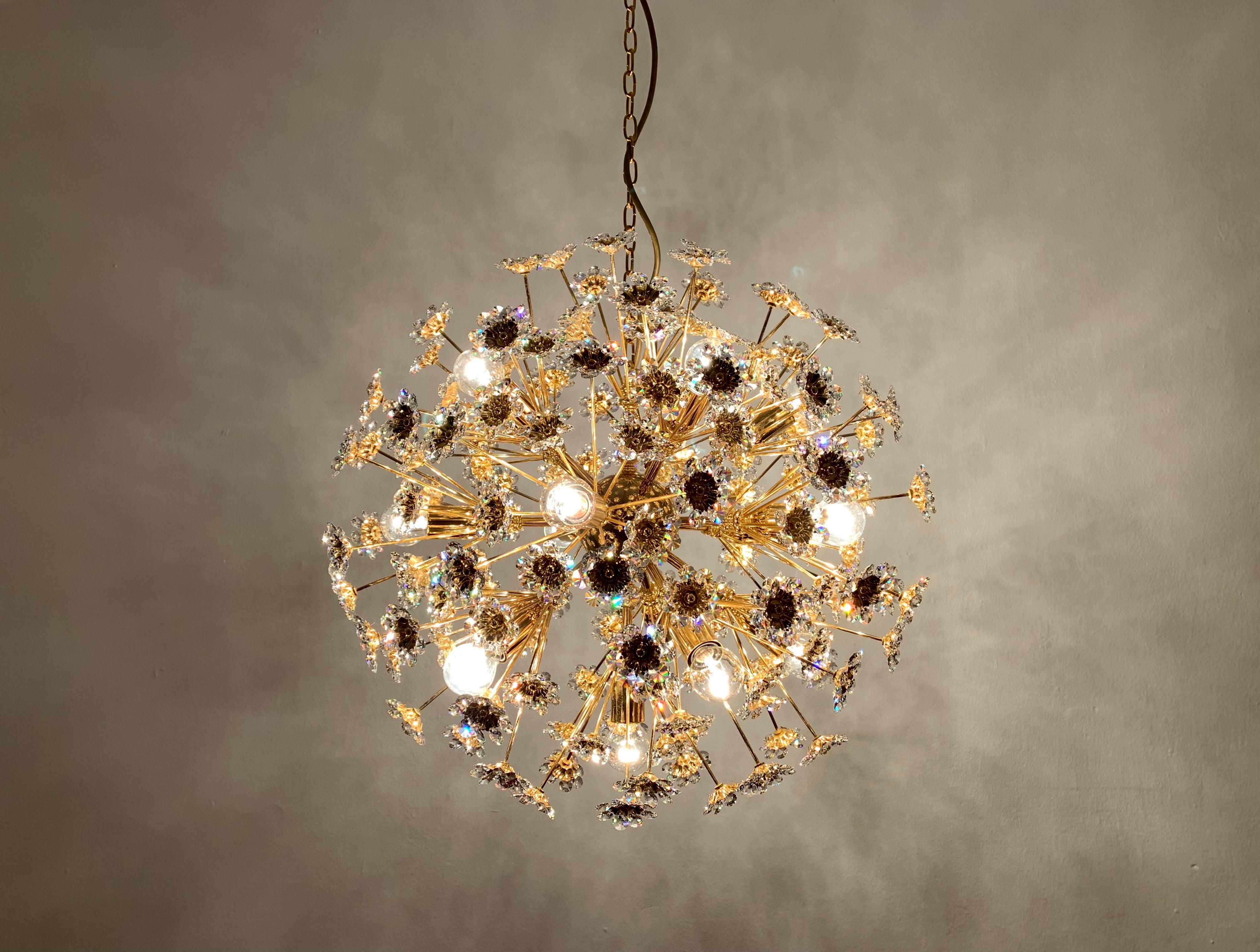 Large Floral Ball Chandelier by Palwa For Sale 3