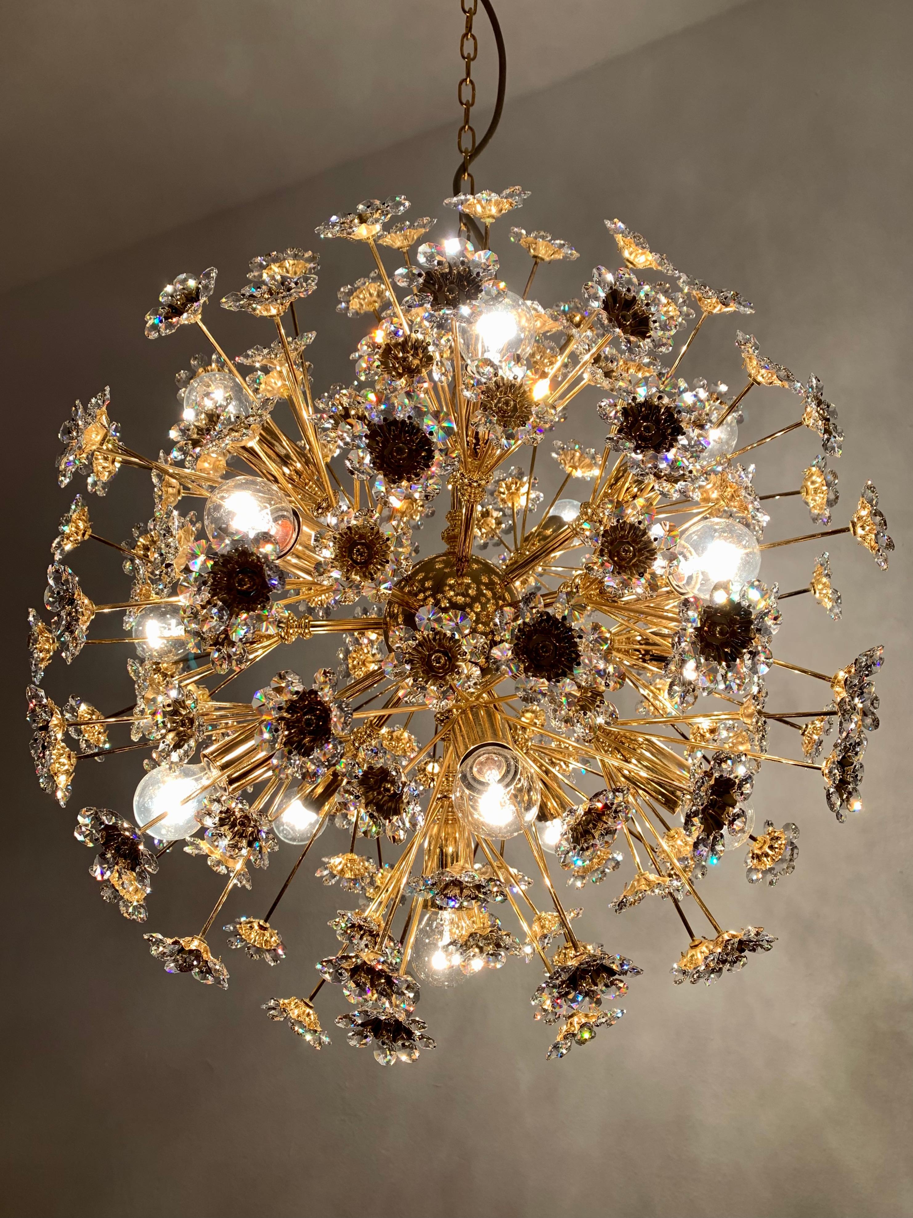 Large Floral Ball Chandelier by Palwa For Sale 5