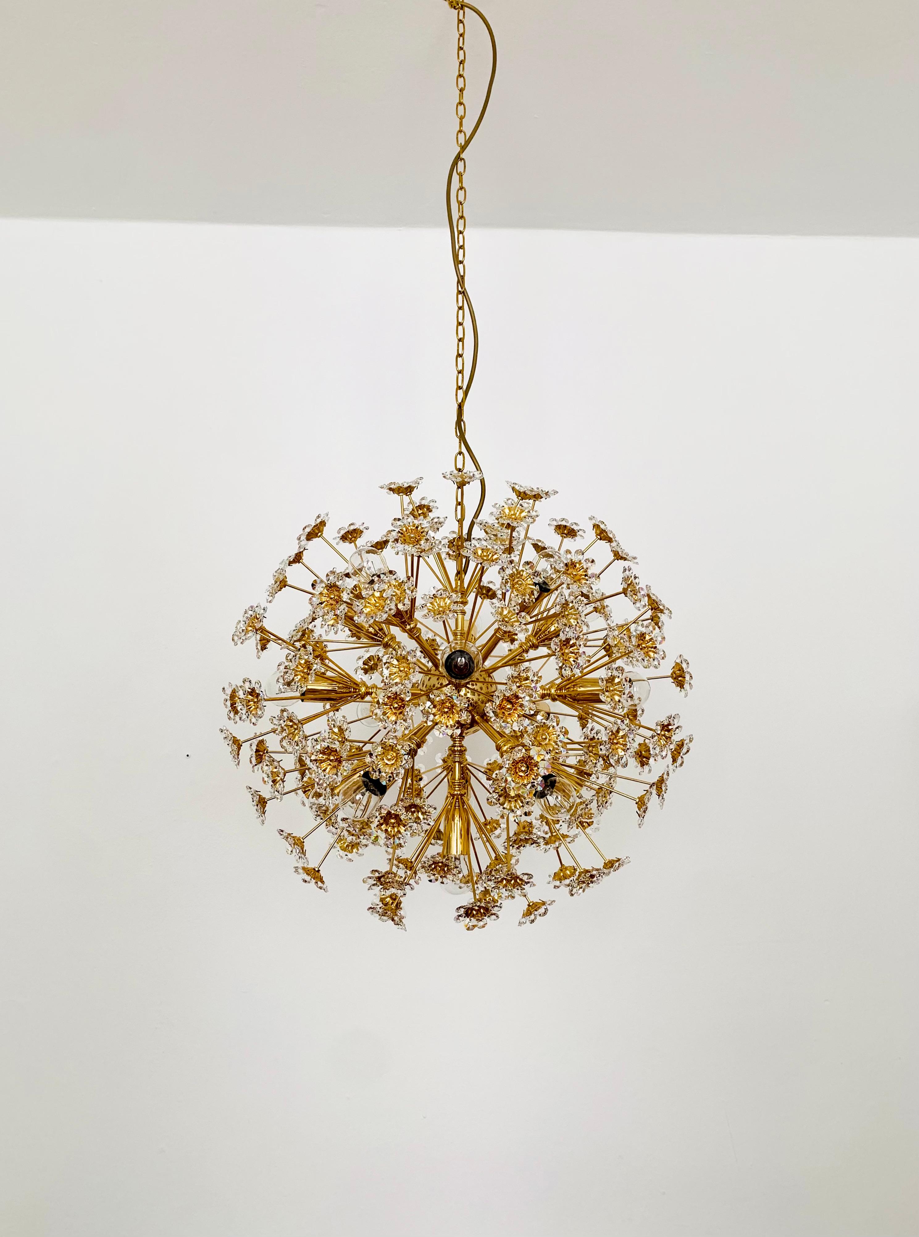 Mid-Century Modern Large Floral Ball Chandelier by Palwa For Sale