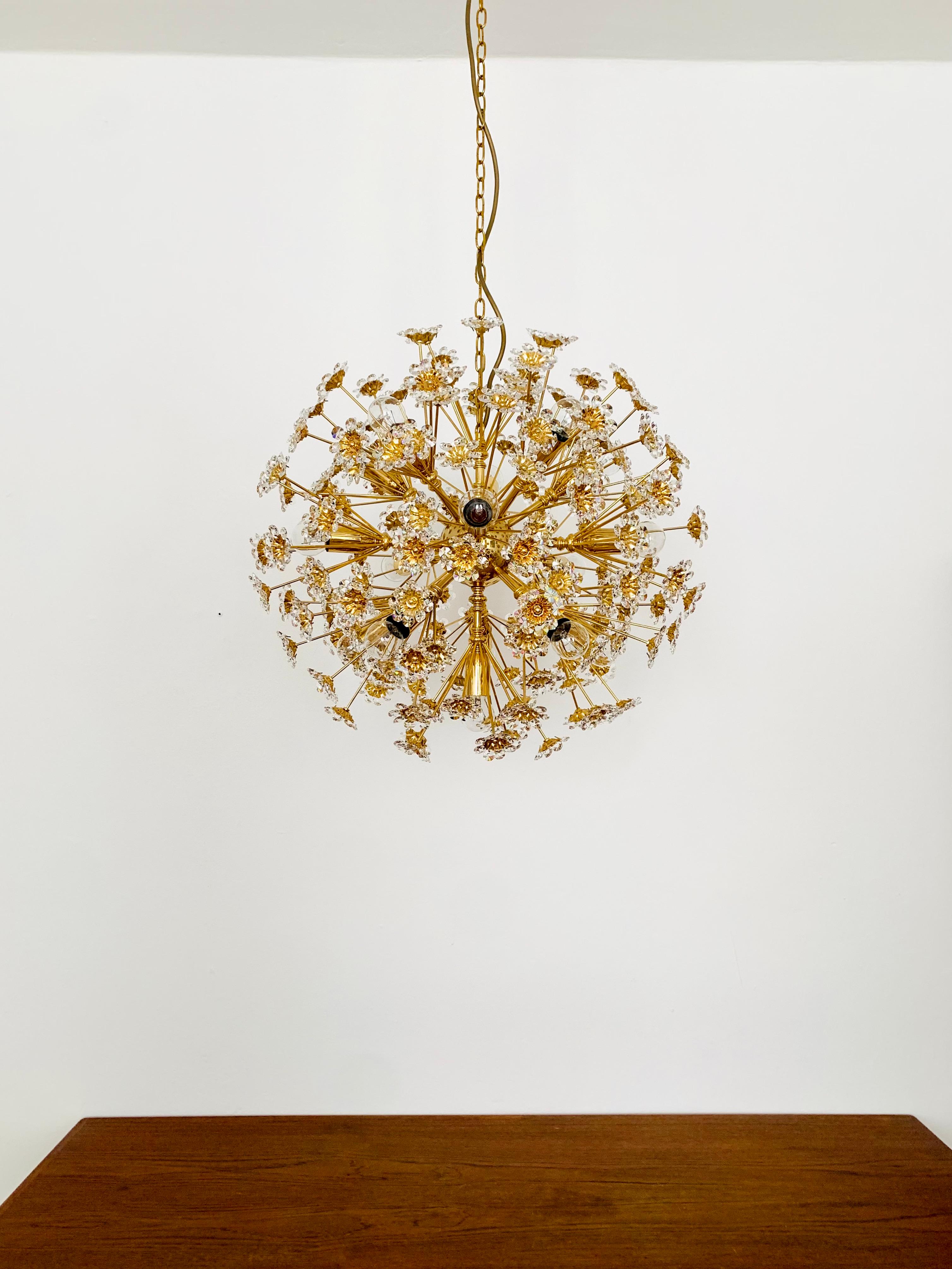 German Large Floral Ball Chandelier by Palwa For Sale