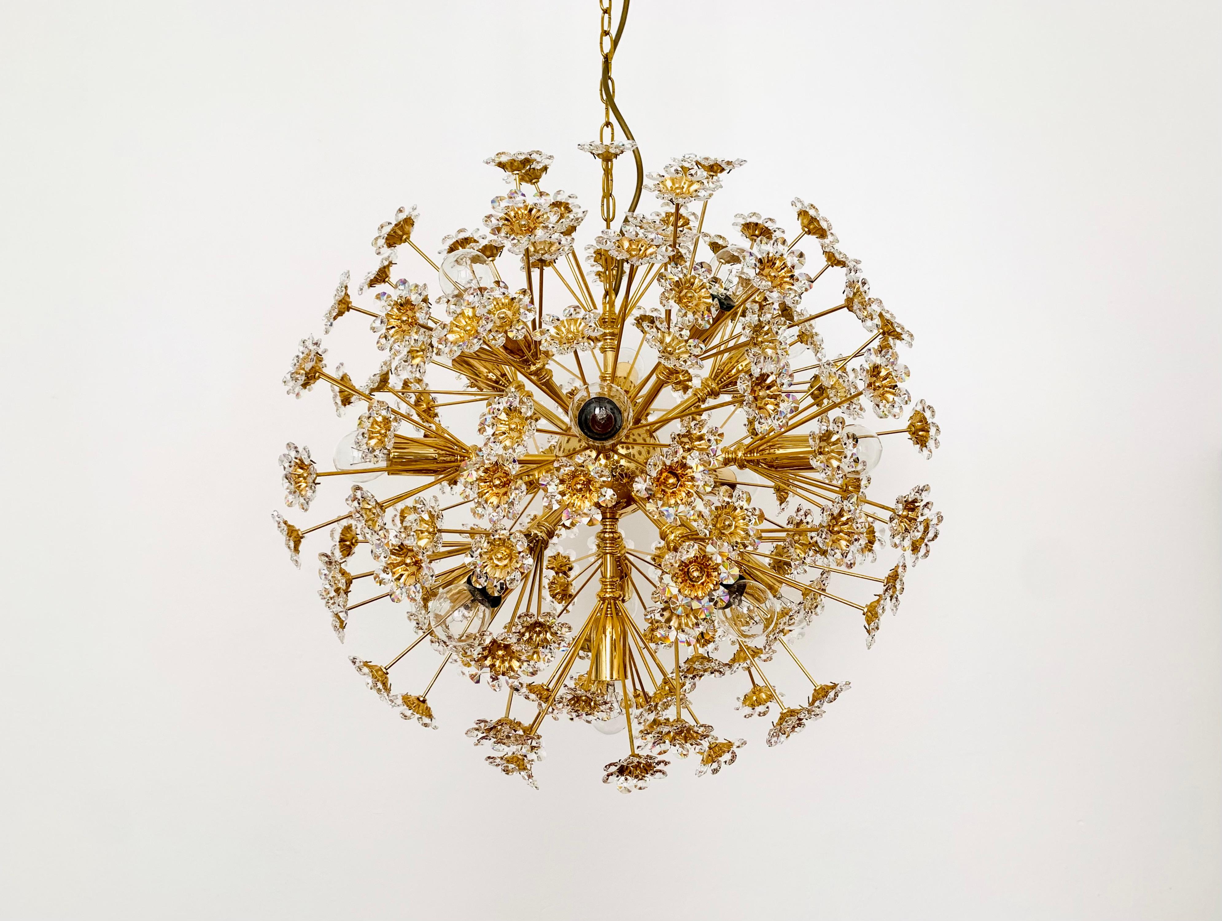 Large Floral Ball Chandelier by Palwa In Good Condition For Sale In München, DE