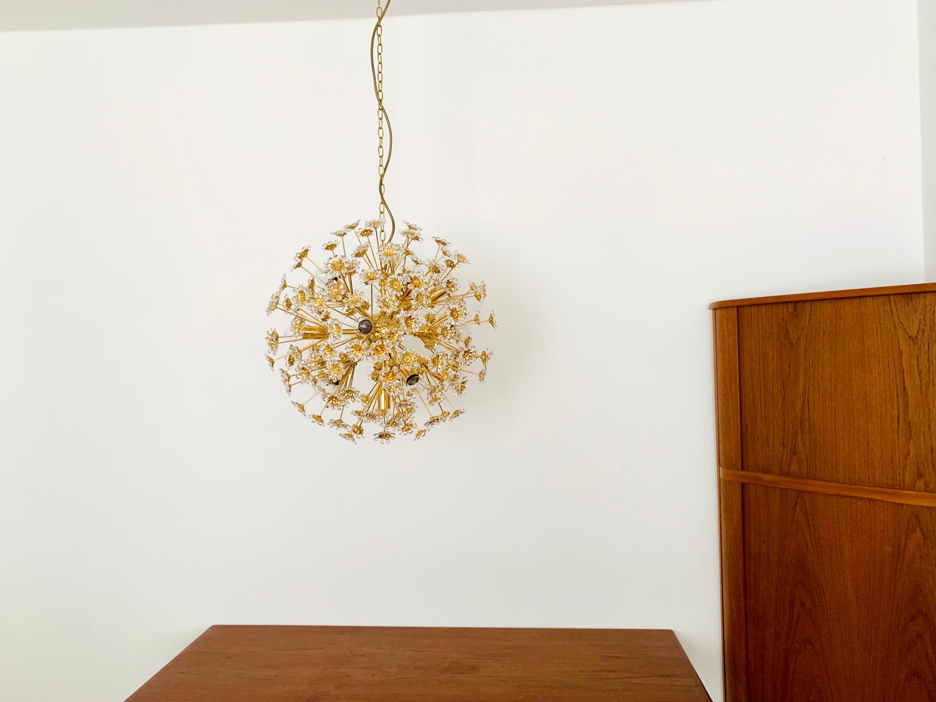 Metal Large Floral Ball Chandelier by Palwa For Sale