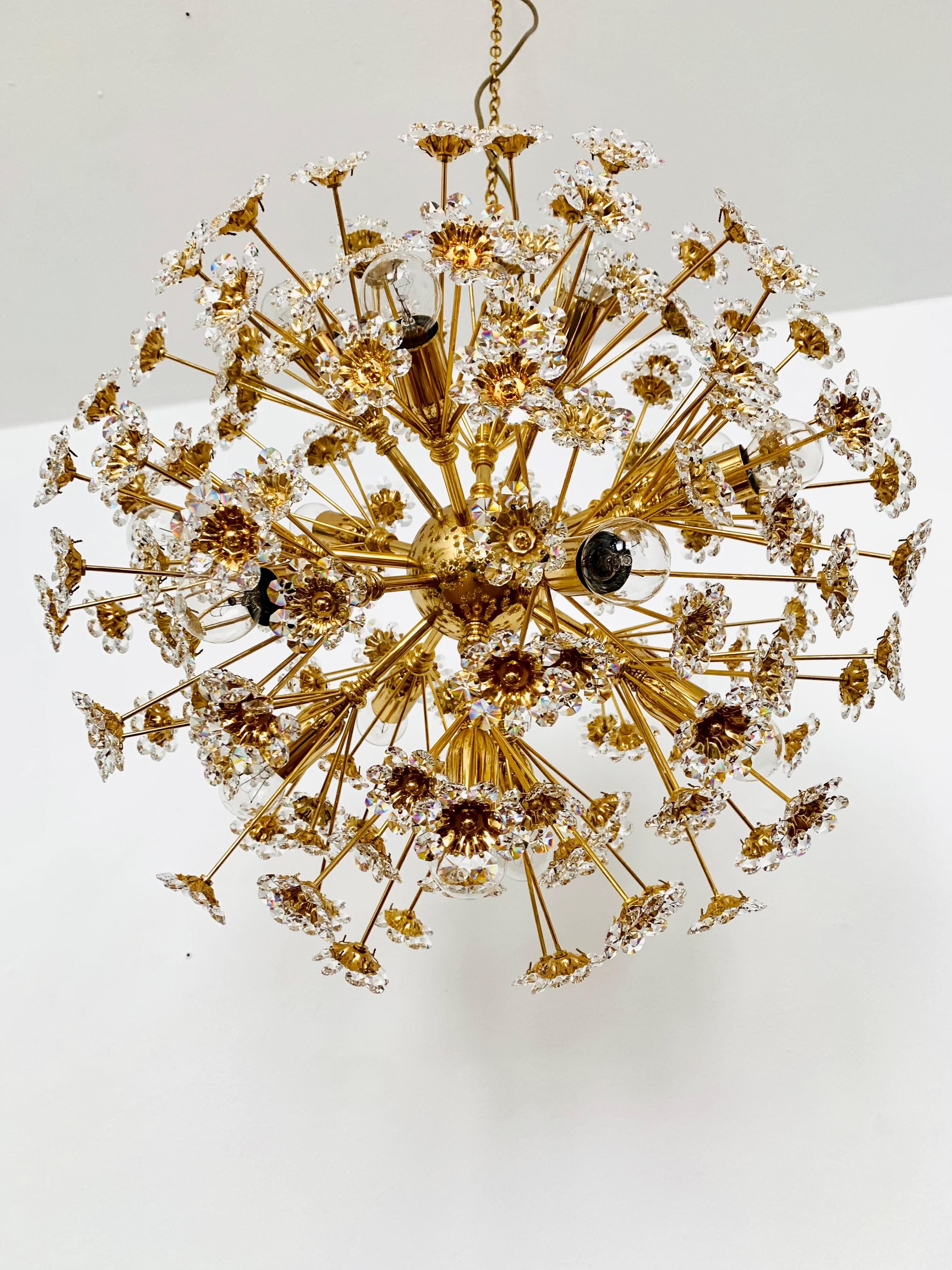 Large Floral Ball Chandelier by Palwa For Sale 1