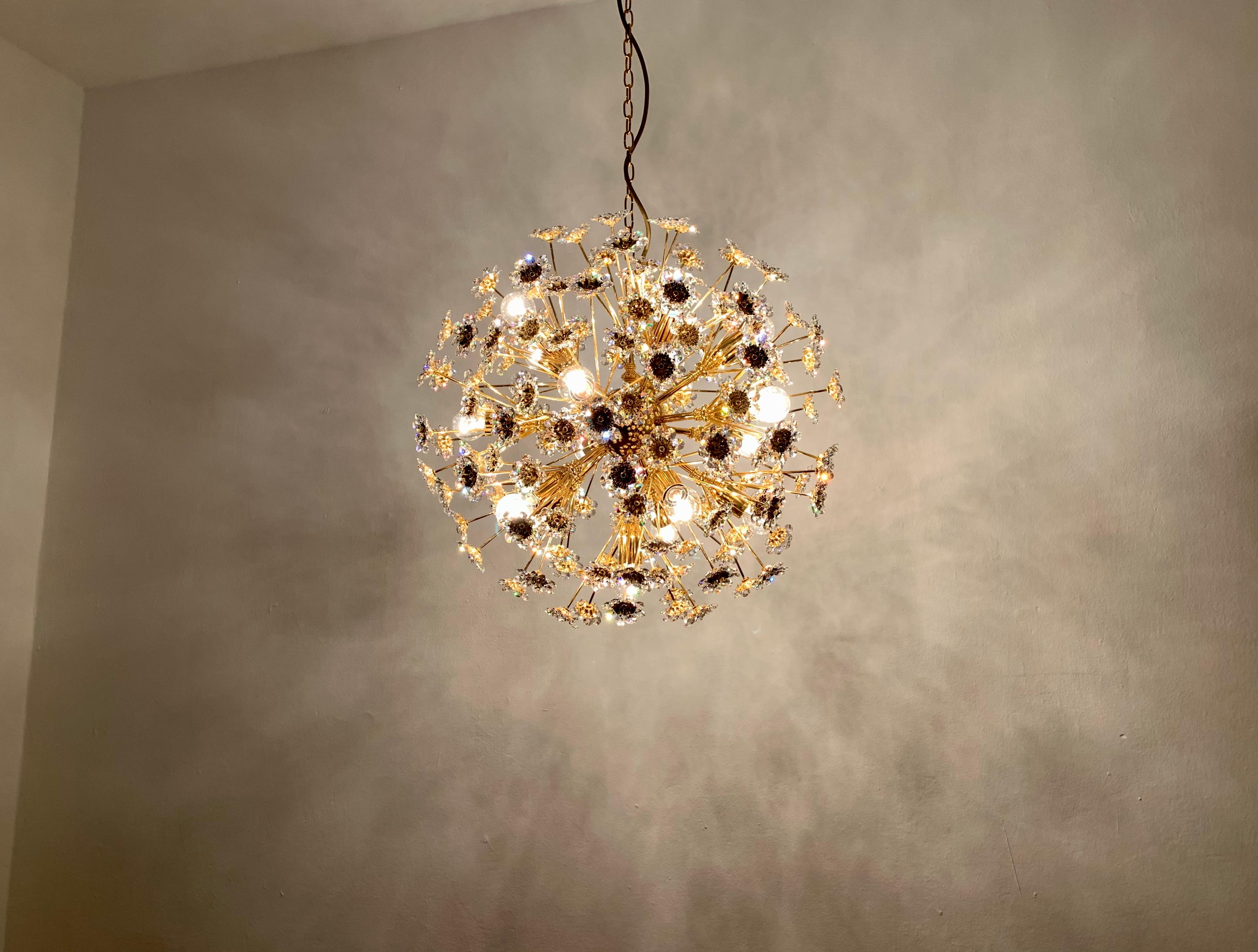 Large Floral Ball Chandelier by Palwa For Sale 2