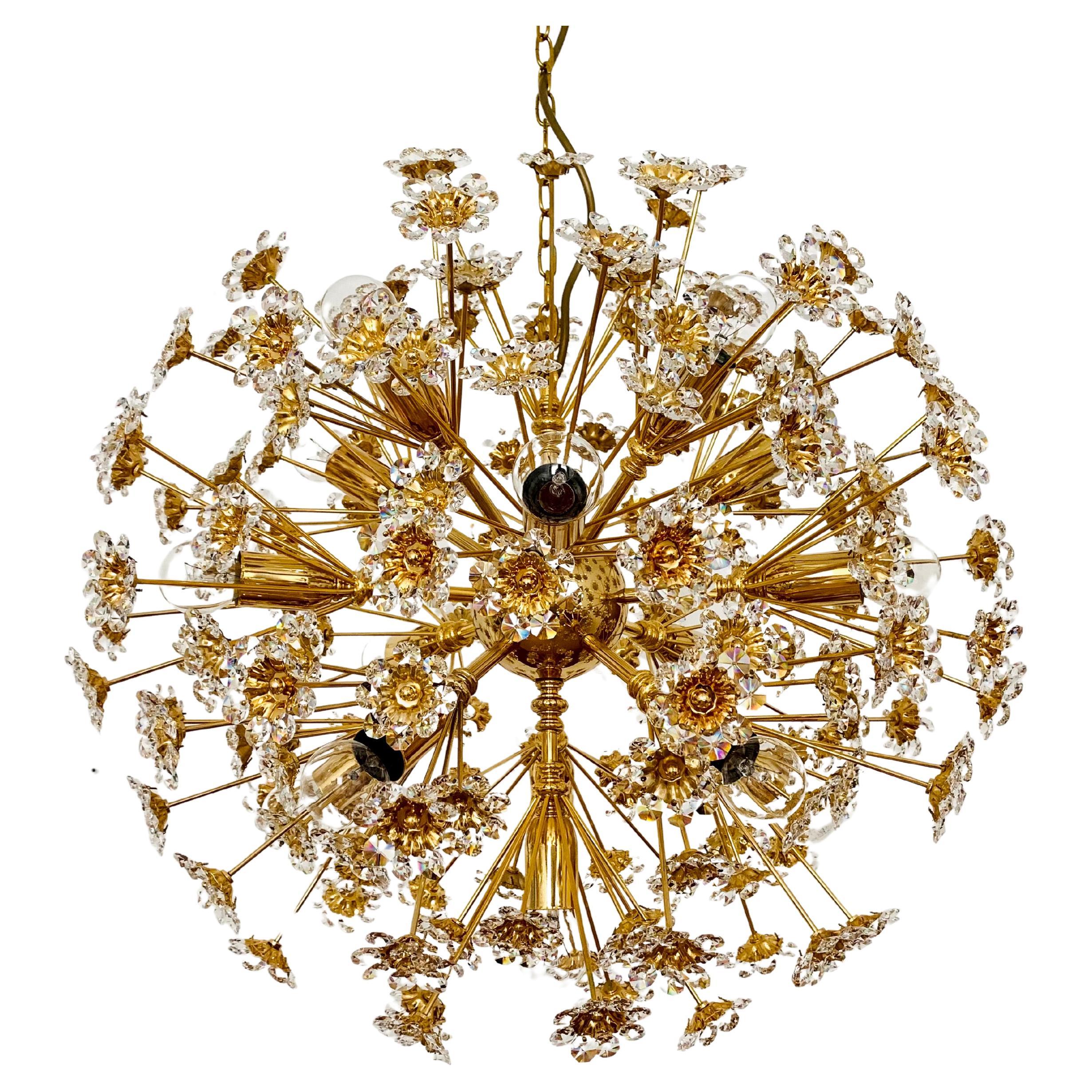 Large Floral Ball Chandelier by Palwa For Sale
