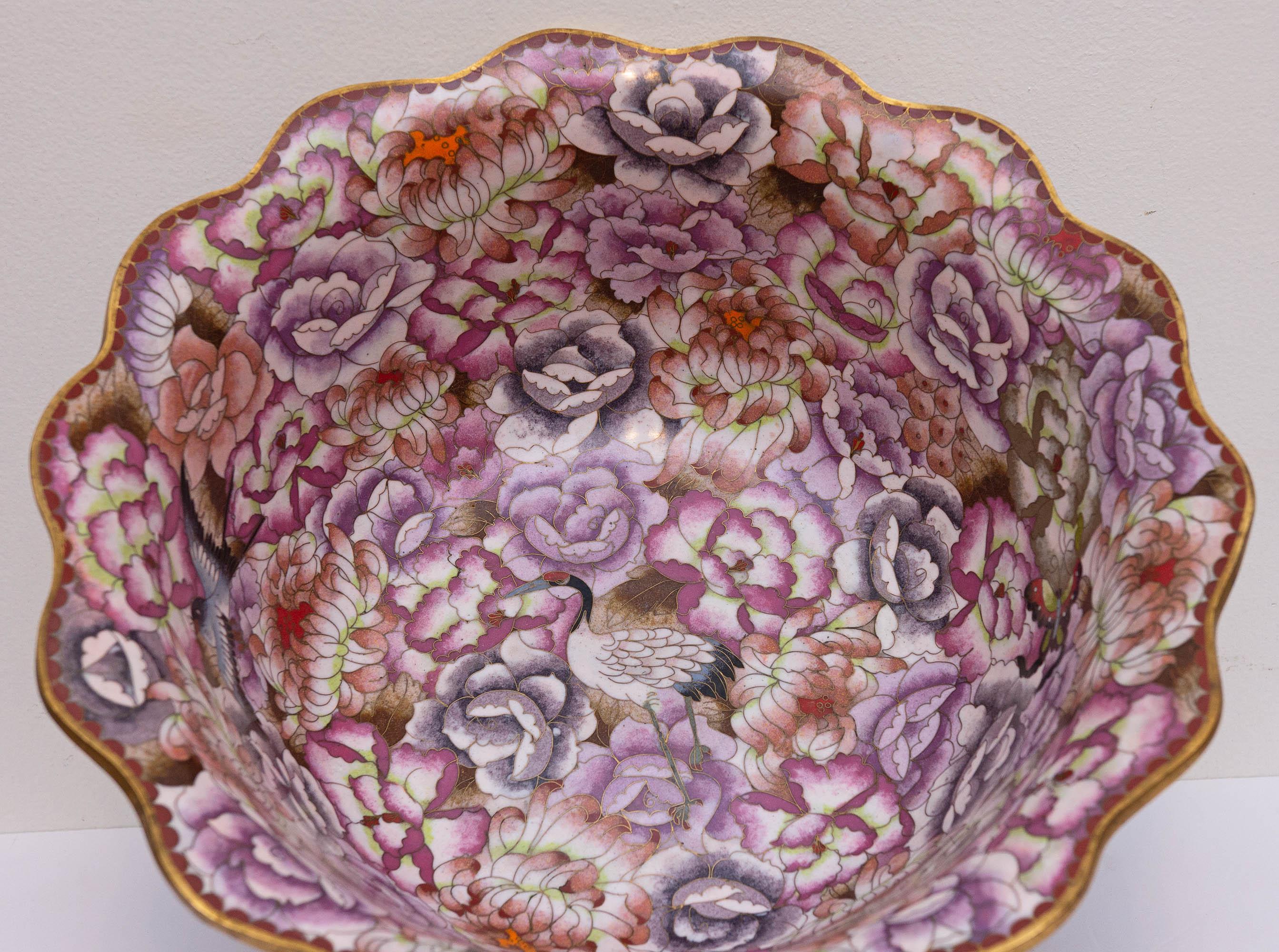 Gilt Large Floral Cloisonné Center Bowl