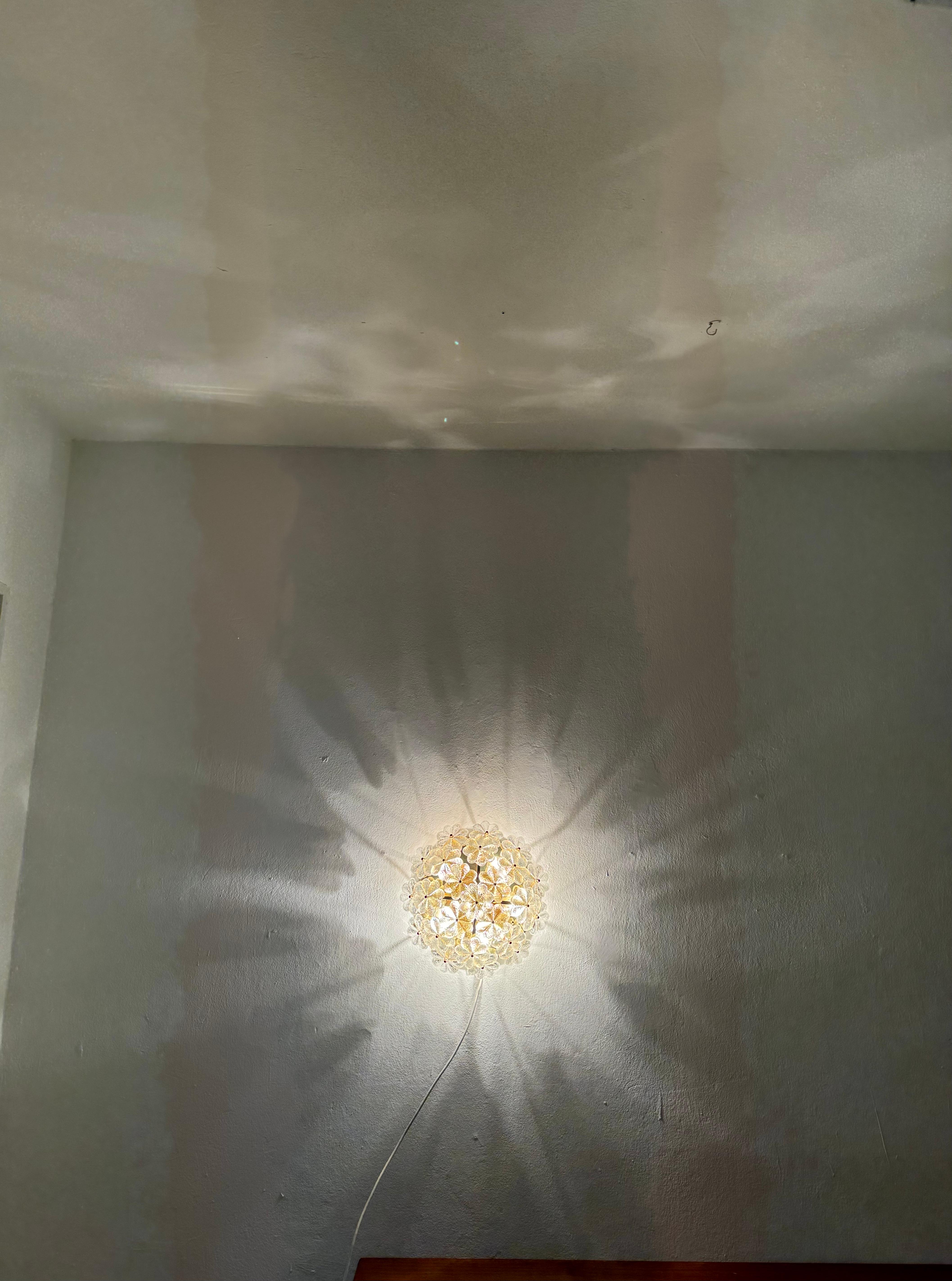 Large Floral Crystal Glass Flush Lamp by Ernst Palme For Sale 4