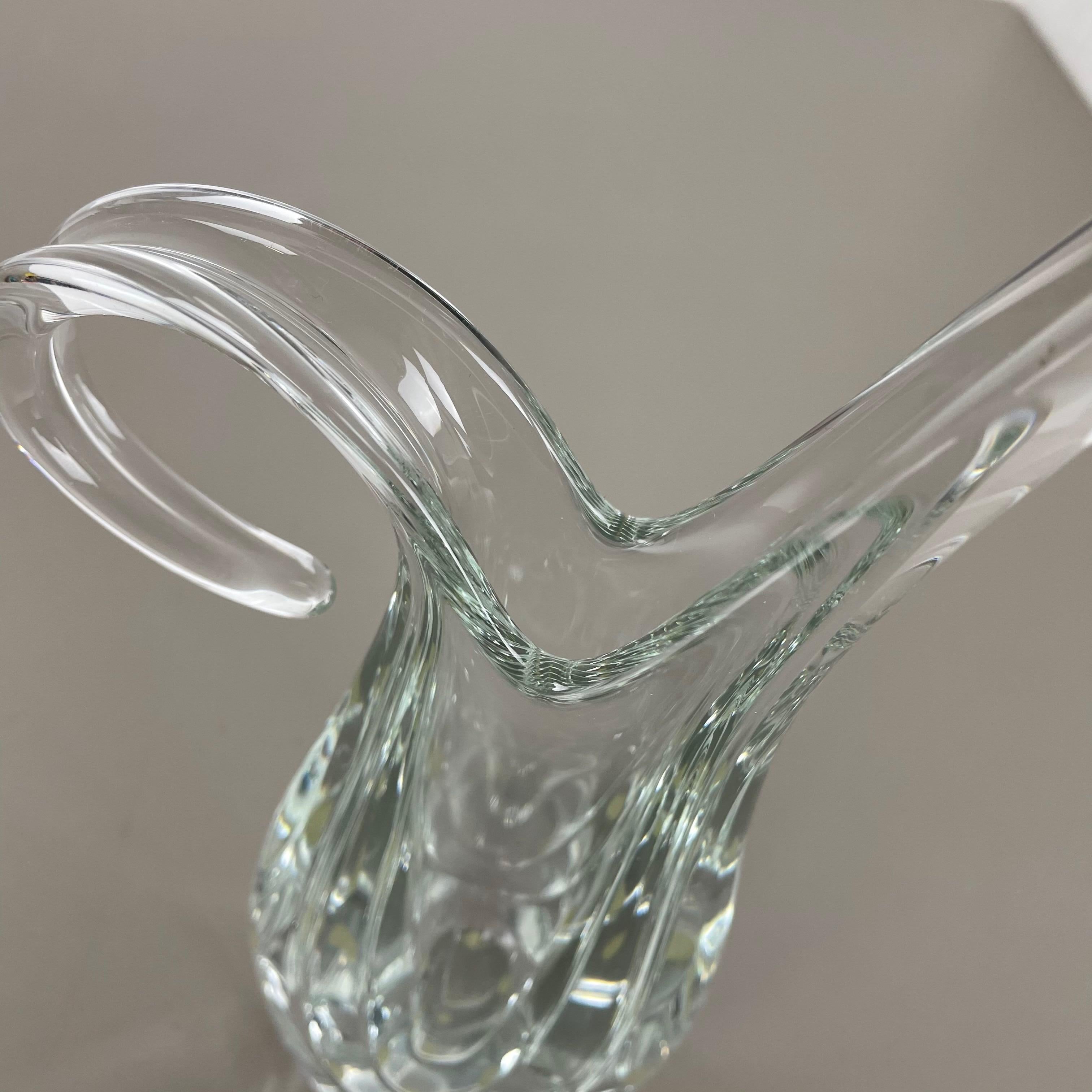 Large Floral Crystal Glass Vase by Art Vannes, Flavio Poli, France, 1970s For Sale 2