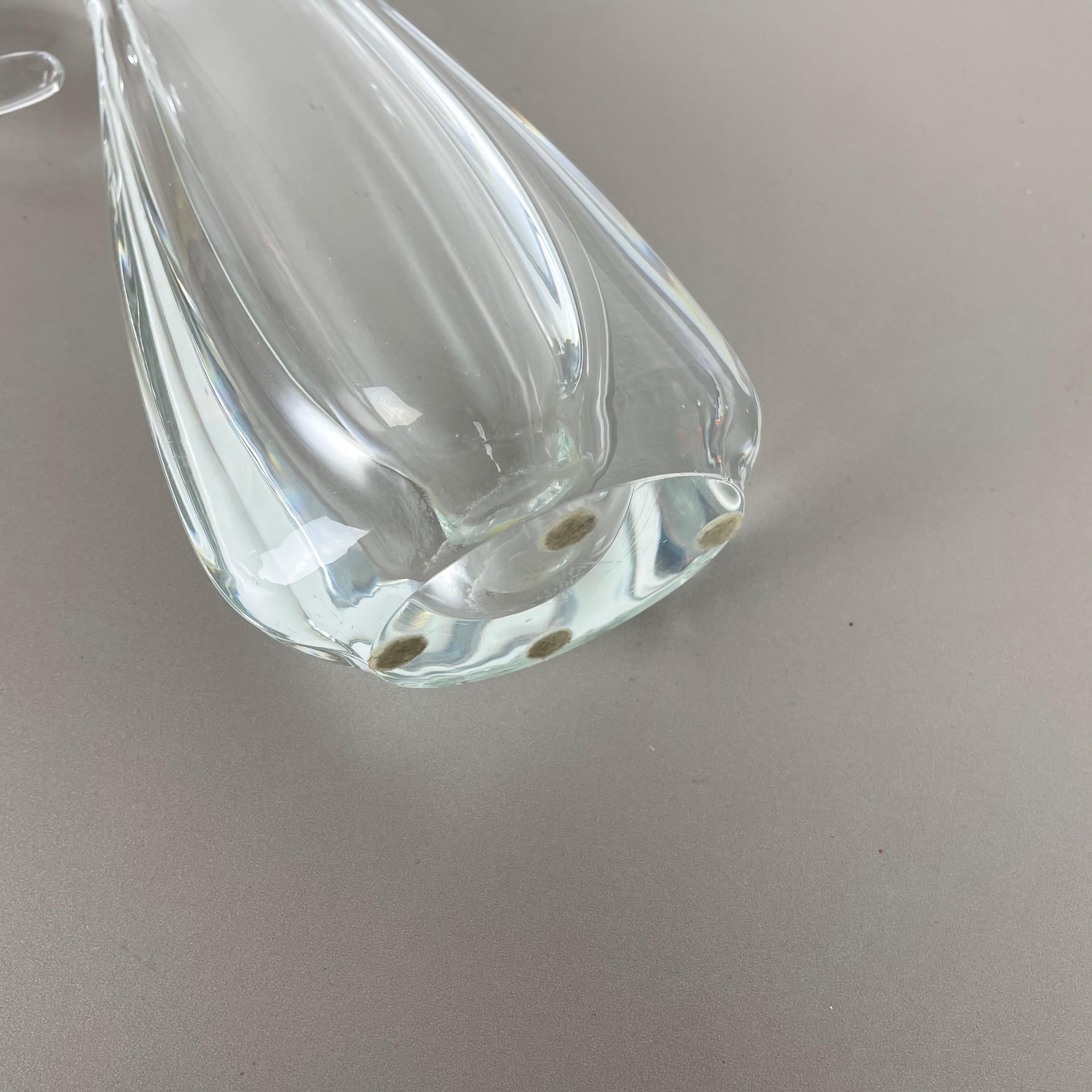 Große geblümte Kristallglasvase von Art Vannes, Flavio Poli, Frankreich, 1970er Jahre im Angebot 10