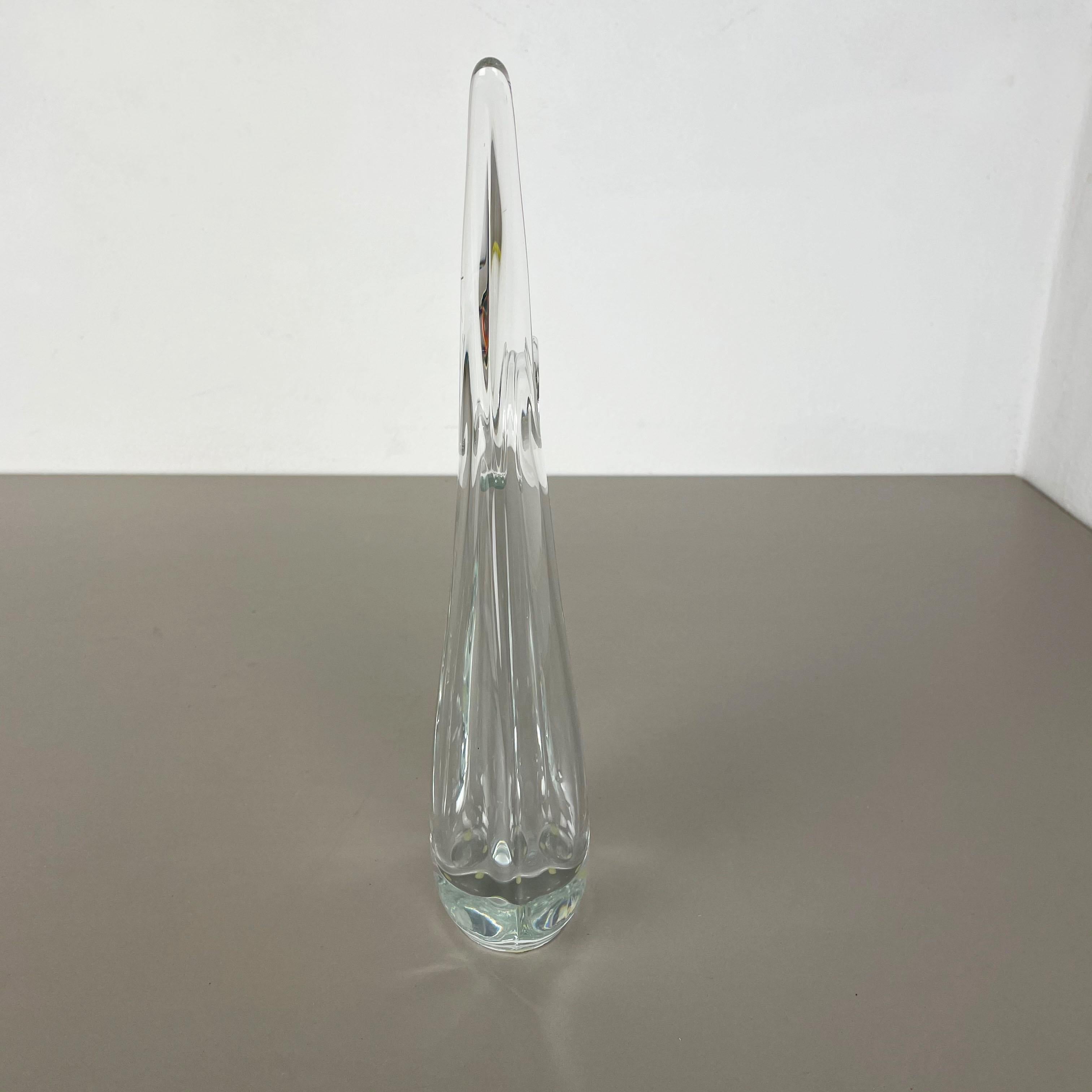 Art déco Grand vase en verre de cristal à fleurs d'Art Vannes, Flavio Poli, France, 1970 en vente