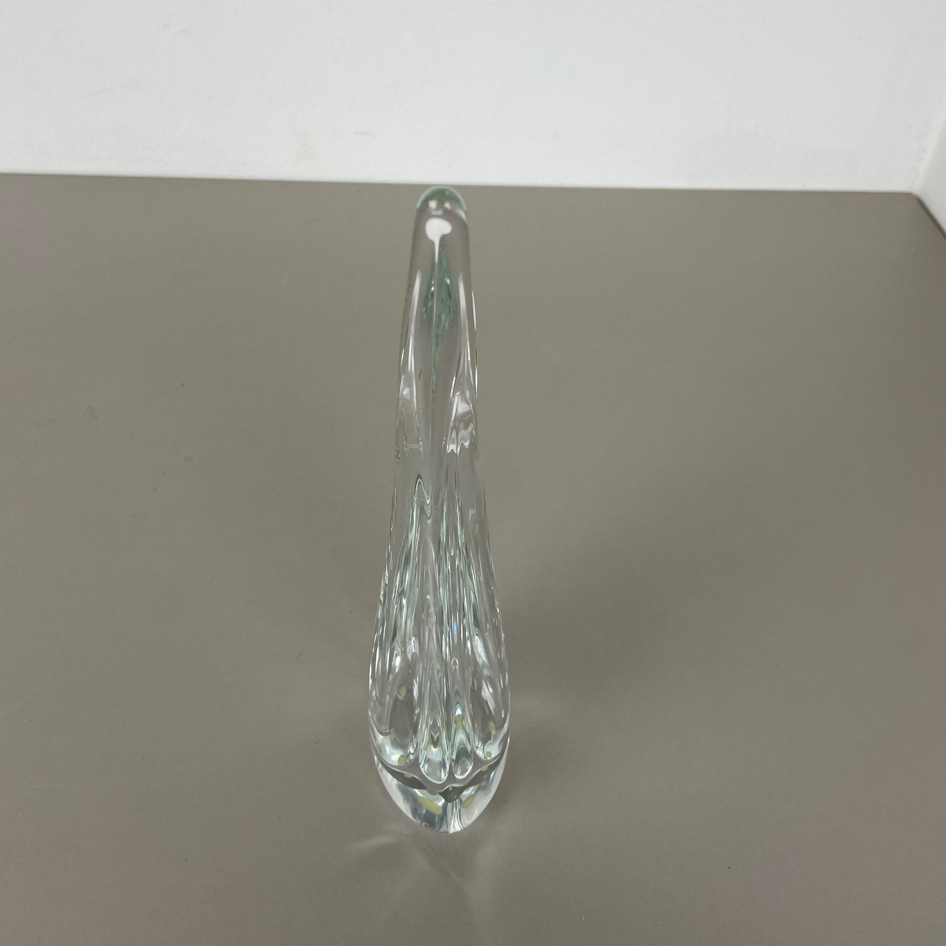 Art Deco Large Floral Crystal Glass Vase by Art Vannes, Flavio Poli, France, 1970s For Sale