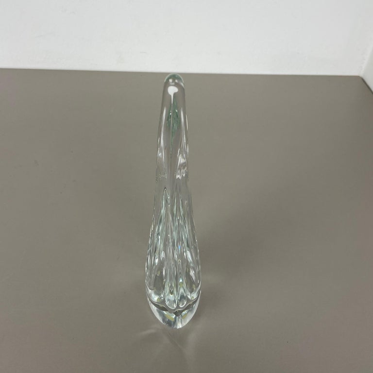 Large Floral Crystal Glass Vase by Art Vannes, Flavio Poli, France