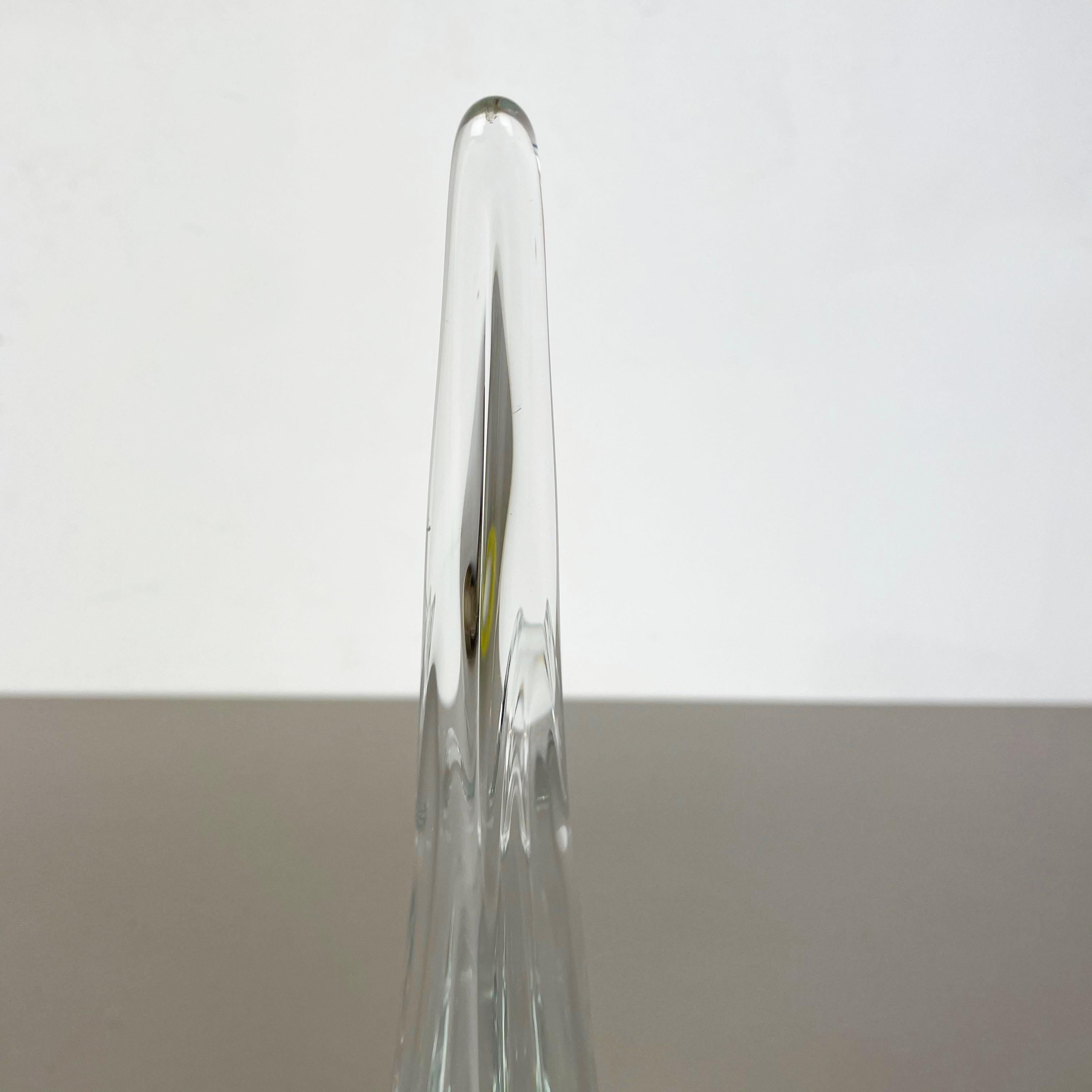 French Large Floral Crystal Glass Vase by Art Vannes, Flavio Poli, France, 1970s For Sale