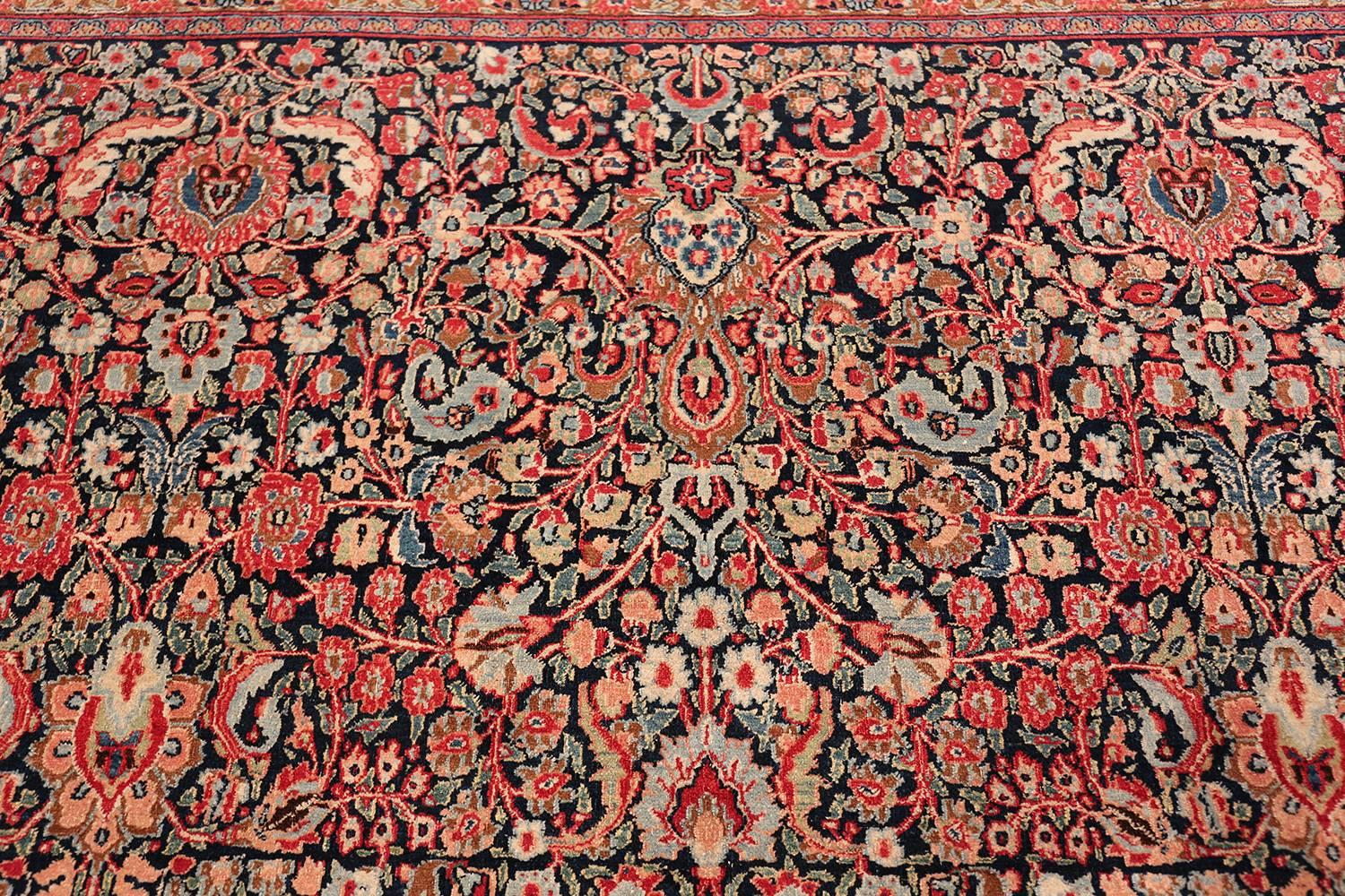 Beautifully Intricate Large Size Floral Design Antique Persian Khorassan Rug, Country of Origin / Rug Type: Persian Rug, Circa Date: 1920. Size: 13 ft 3 in x 19 ft 2 in (4.04 m x 5.84 m).