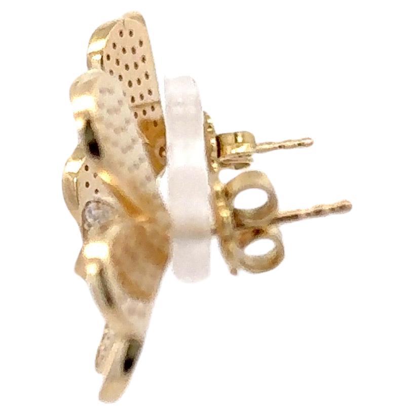 Contemporary Large Floral Diamond Stud Earrings 2.02 Carats 14 Karat Yellow Gold F VS For Sale