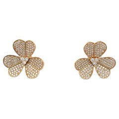 Large Floral Diamond Stud Earrings 2.02 Carats 14 Karat Yellow Gold F VS