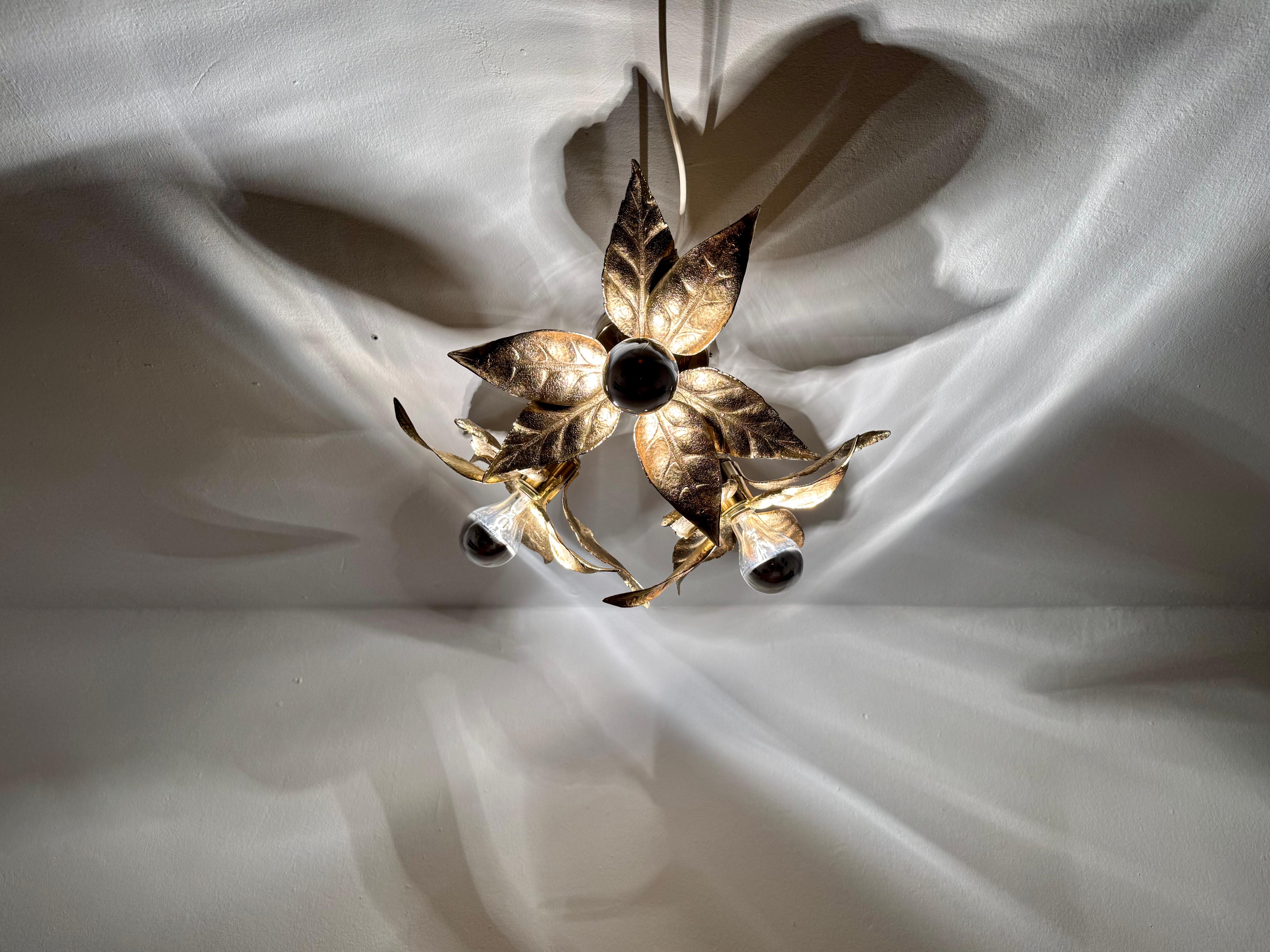 Grande lampada floreale Hollywood Regency di Willy Daro per Massive in vendita 4