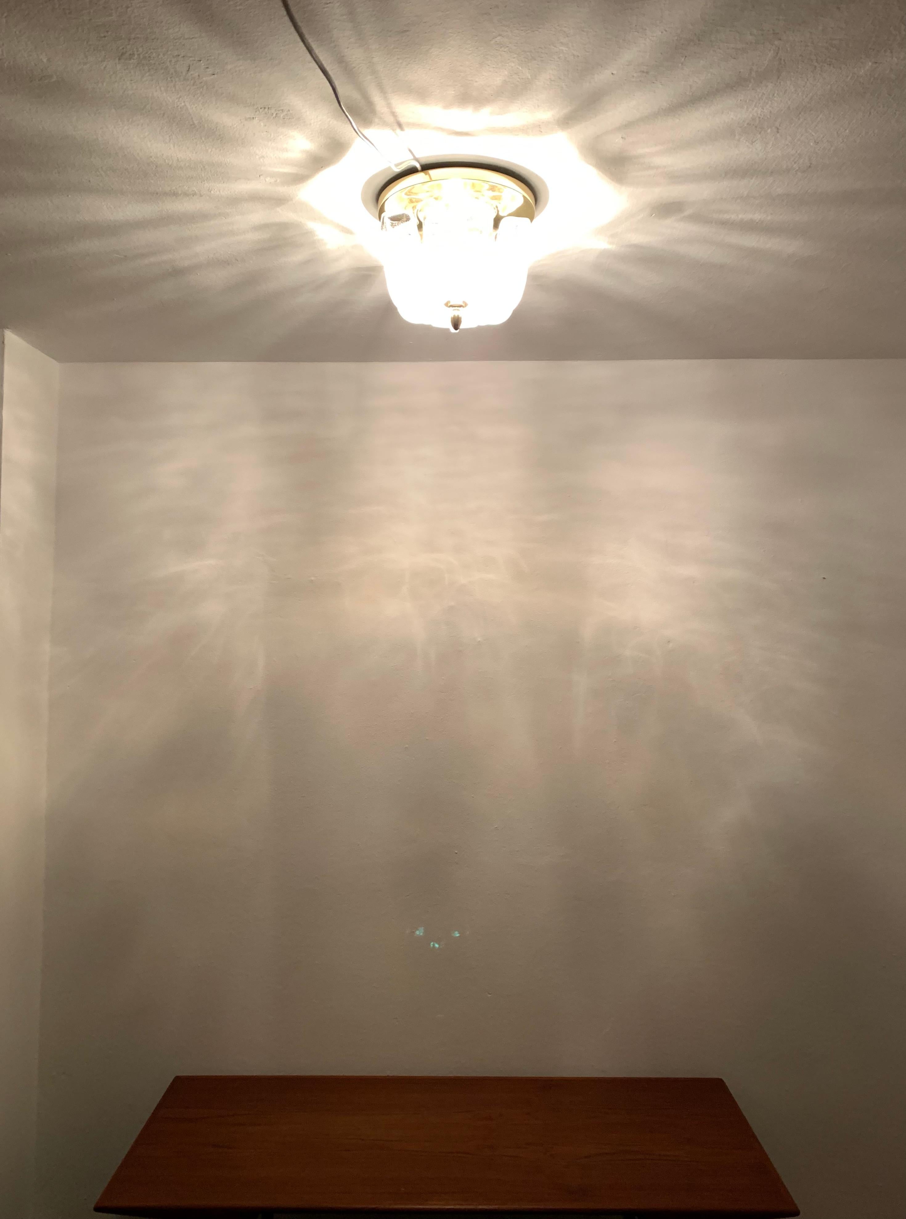 Flush Light grande in vetro ghiaccio floreale di Glashütte Limburg in vendita 4