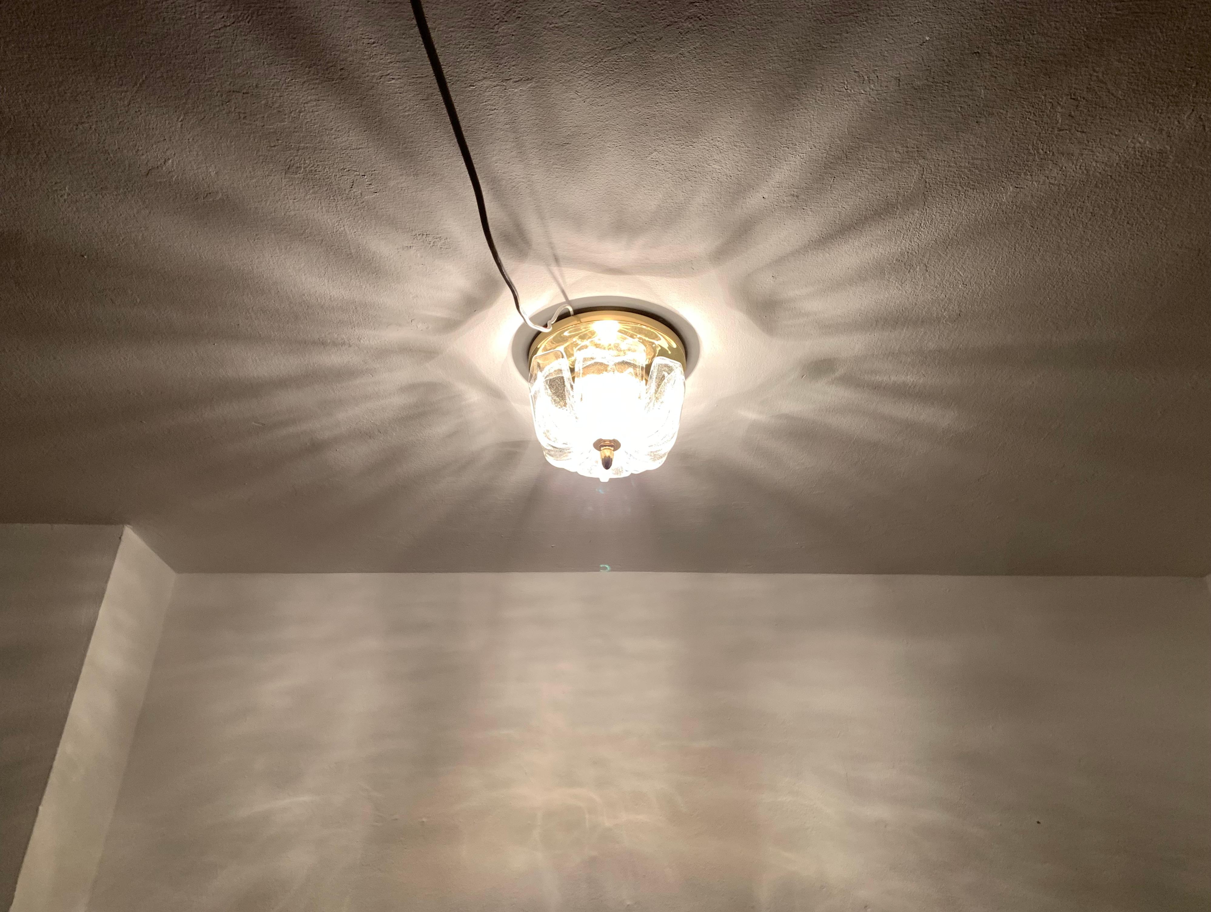 Flush Light grande in vetro ghiaccio floreale di Glashütte Limburg in vendita 5