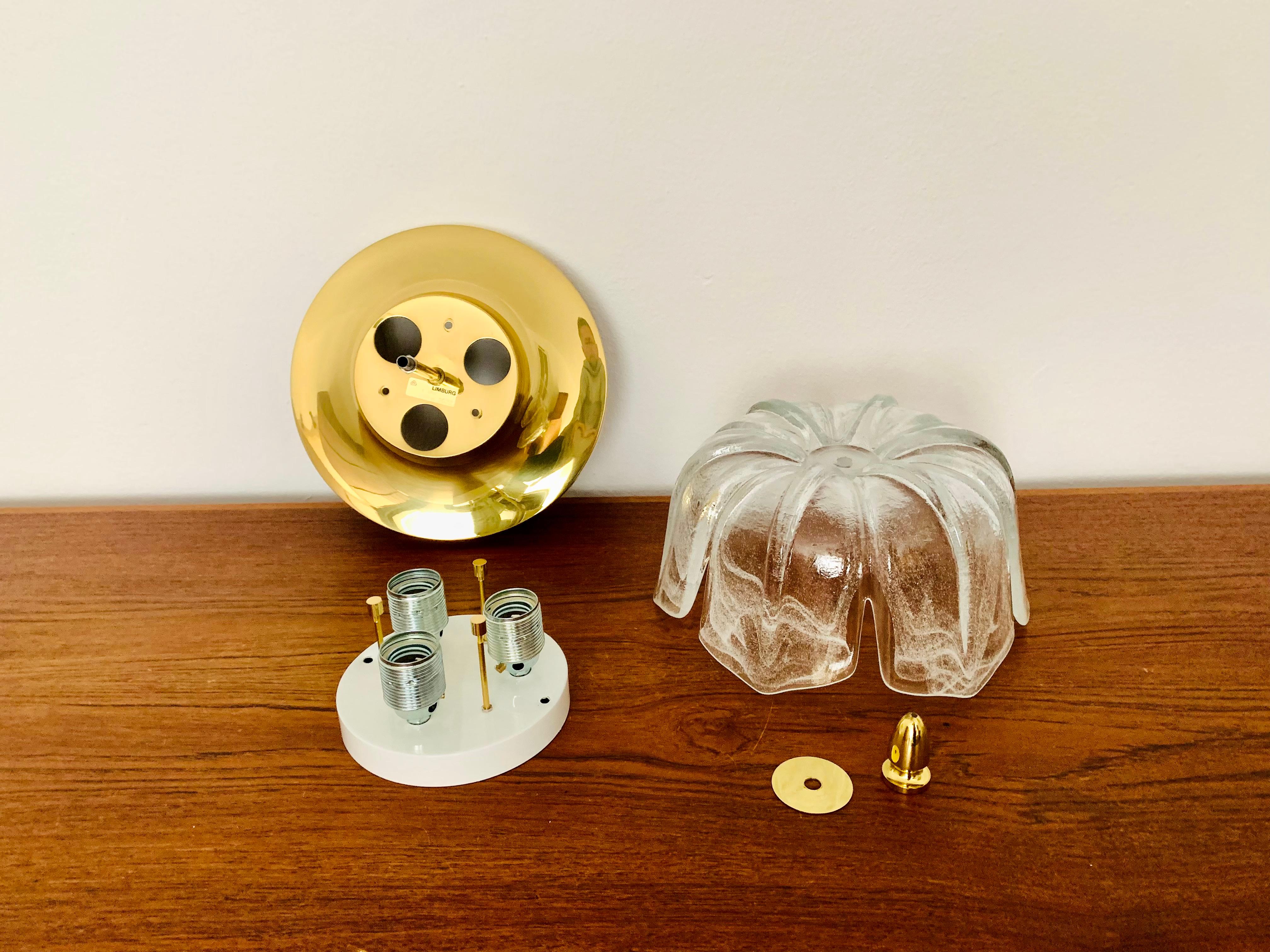 Flush Light grande in vetro ghiaccio floreale di Glashütte Limburg in vendita 6