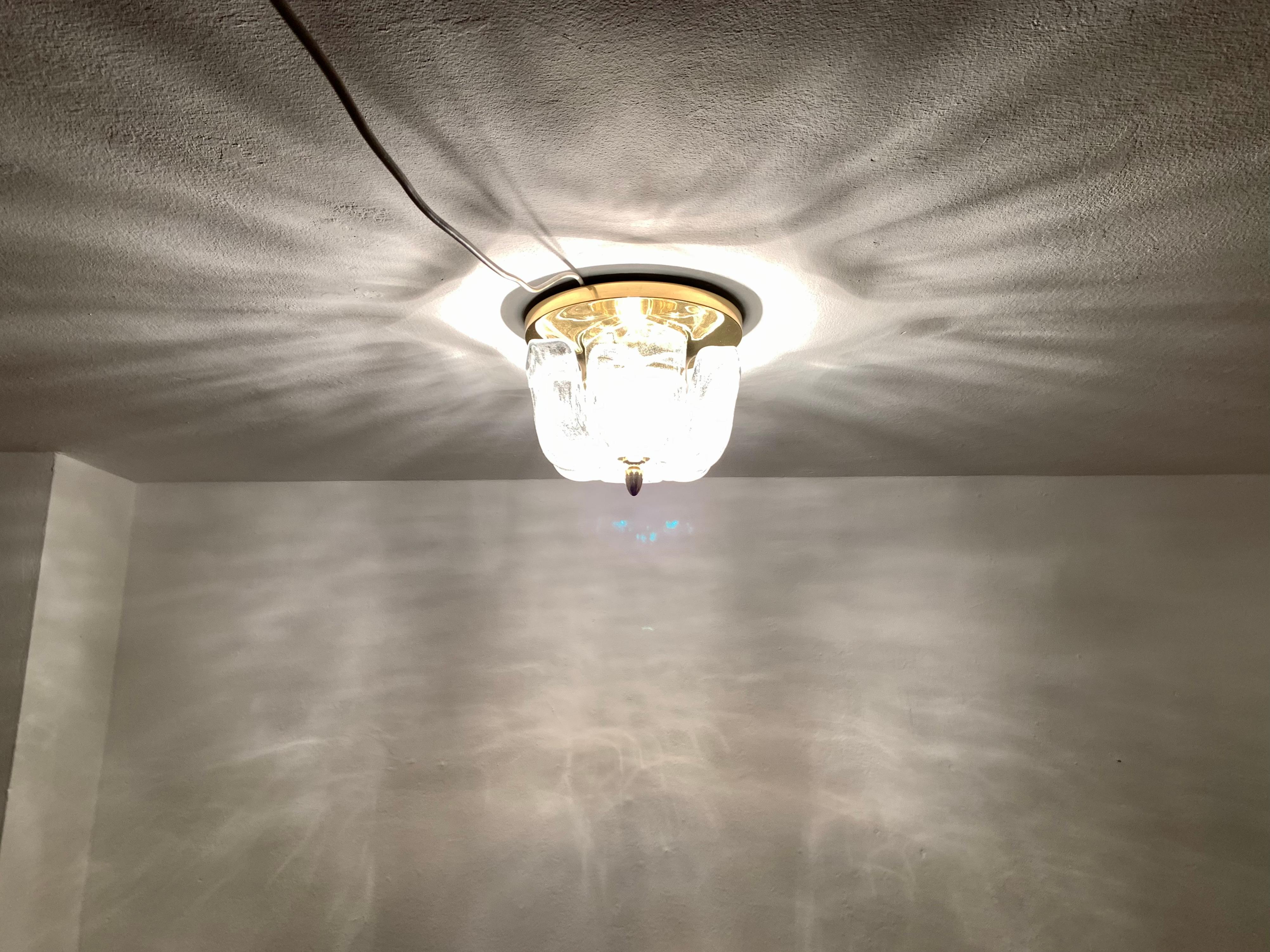 Flush Light grande in vetro ghiaccio floreale di Glashütte Limburg in vendita 1