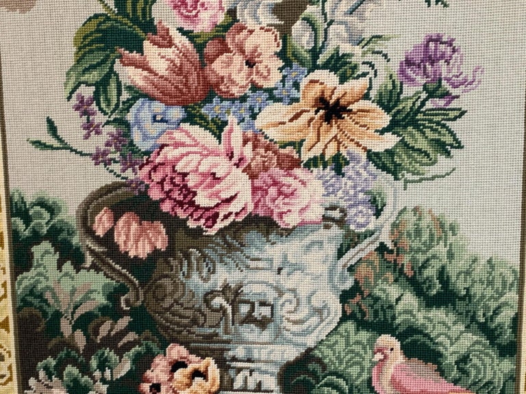 Large Floral Needlepoint Framed Art For Sale at 1stDibs needlepoint
