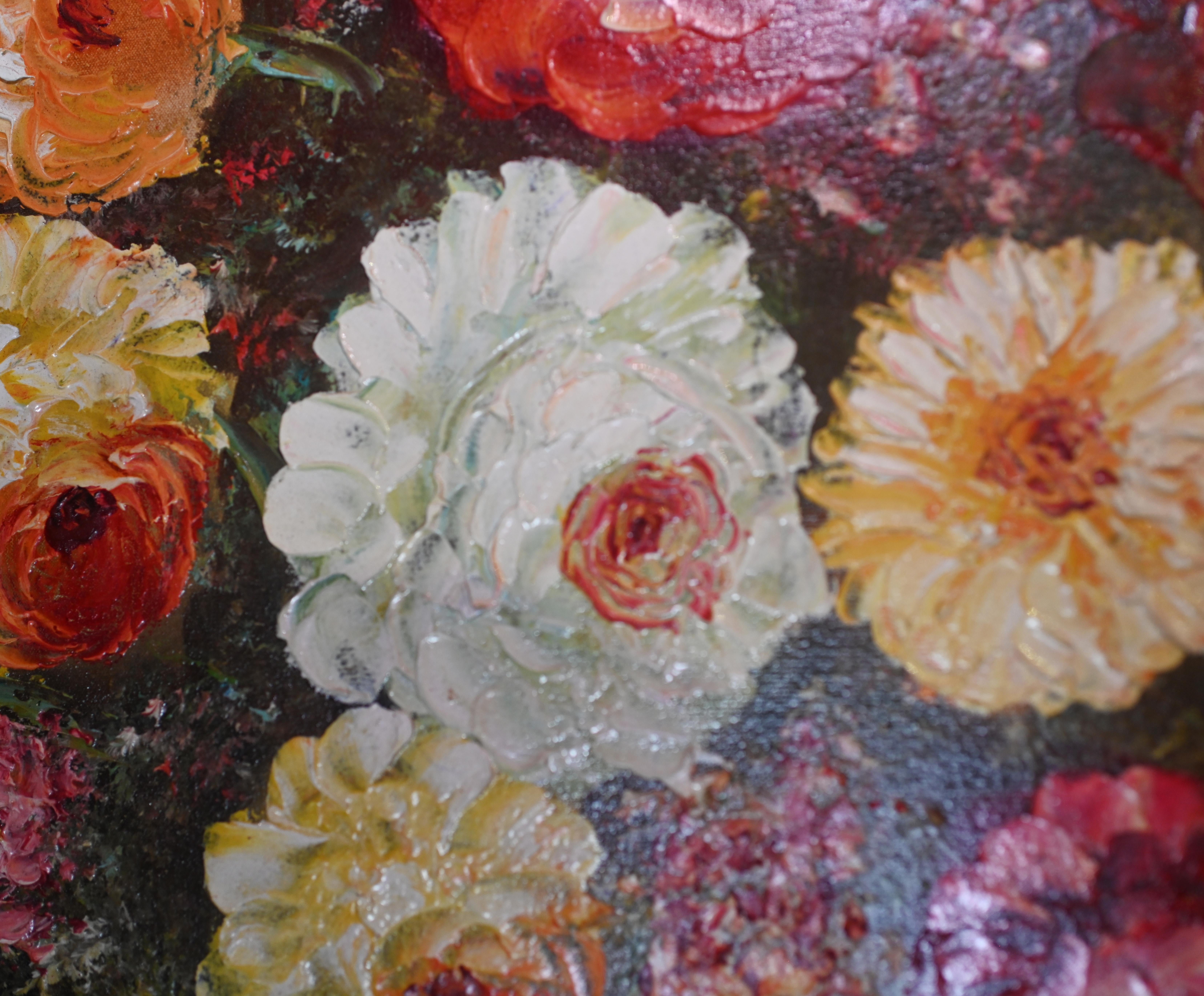 Pintura al Óleo Floral Grande Renacimiento Victoriano 6 pies 180 CM en venta 6